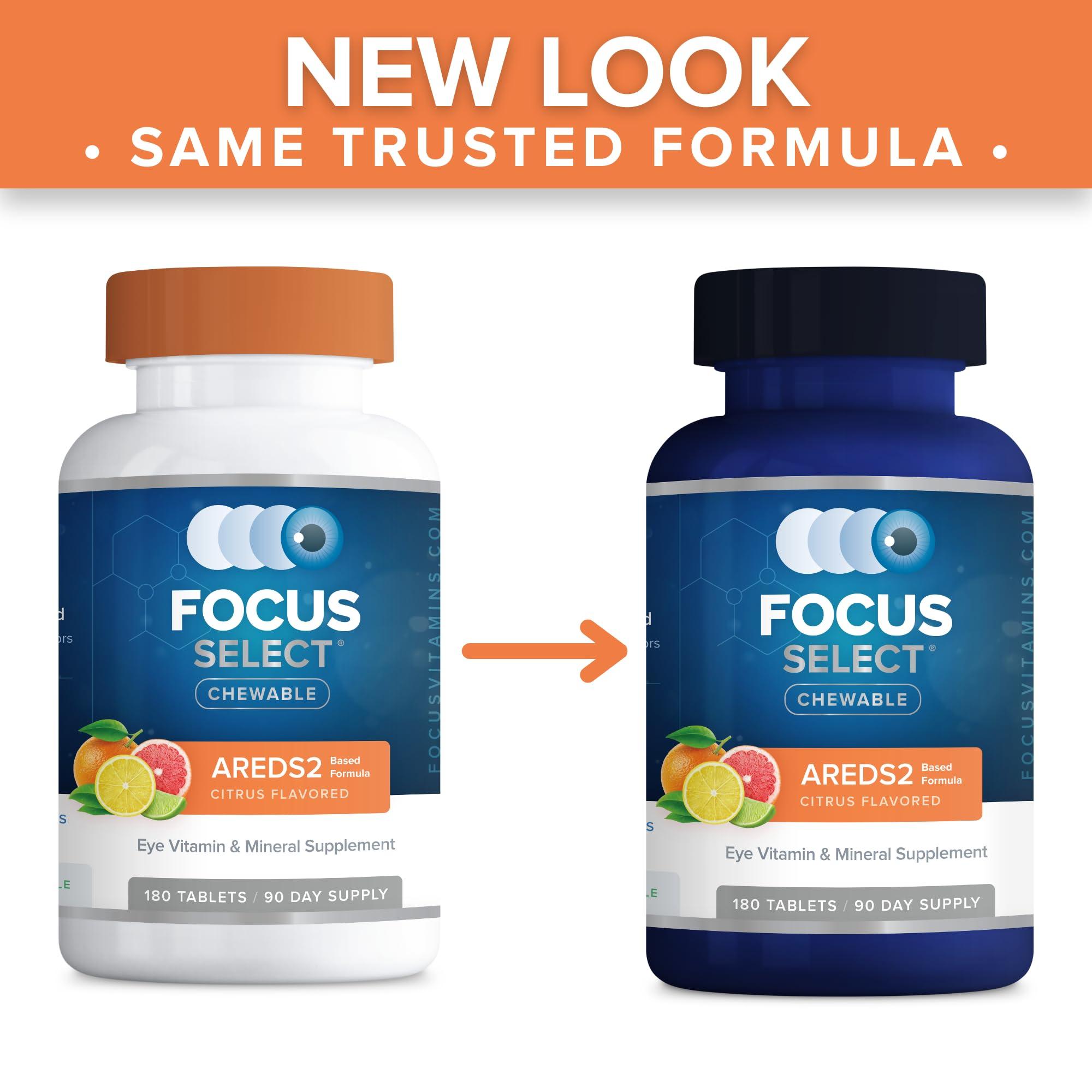 Focus Vision Supplements Focus Select® AREDS2 Based Chewable Eye Vitamin-Mineral Supplement - AREDS2 Based Supplement for Eyes (180 ct. 90 Day Supply) Citrus Flavored AREDS2 Based Eye Chewable - AREDS2 Low Zinc Formula