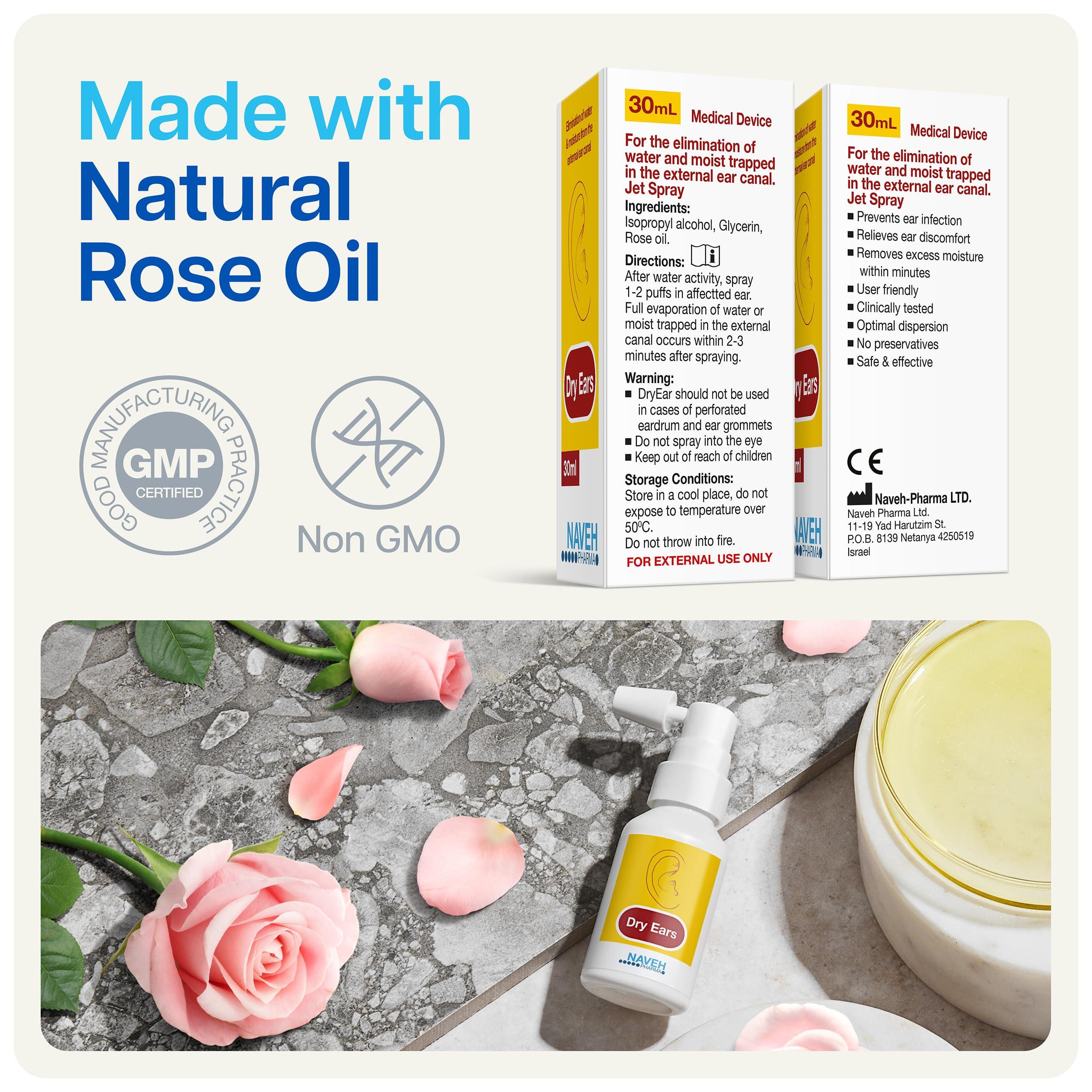 NAVEH PHARMA NAVEH PHARMA Dry Ears -Swimmers Ear Drops Spray - Ear Drying Drops for Swimmers Adults and Kids/Remove Water Trapped in Ears and Hearing Loss (1 Fl Oz)