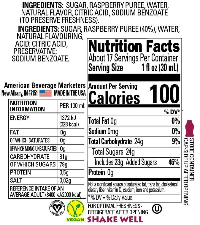Rel Infused Exotics Raspberry Rel Infused Exotics, Raspberry Puree Infused Syrup, 16.9 FL OZ Squeezable Bottle (Pack of 3)