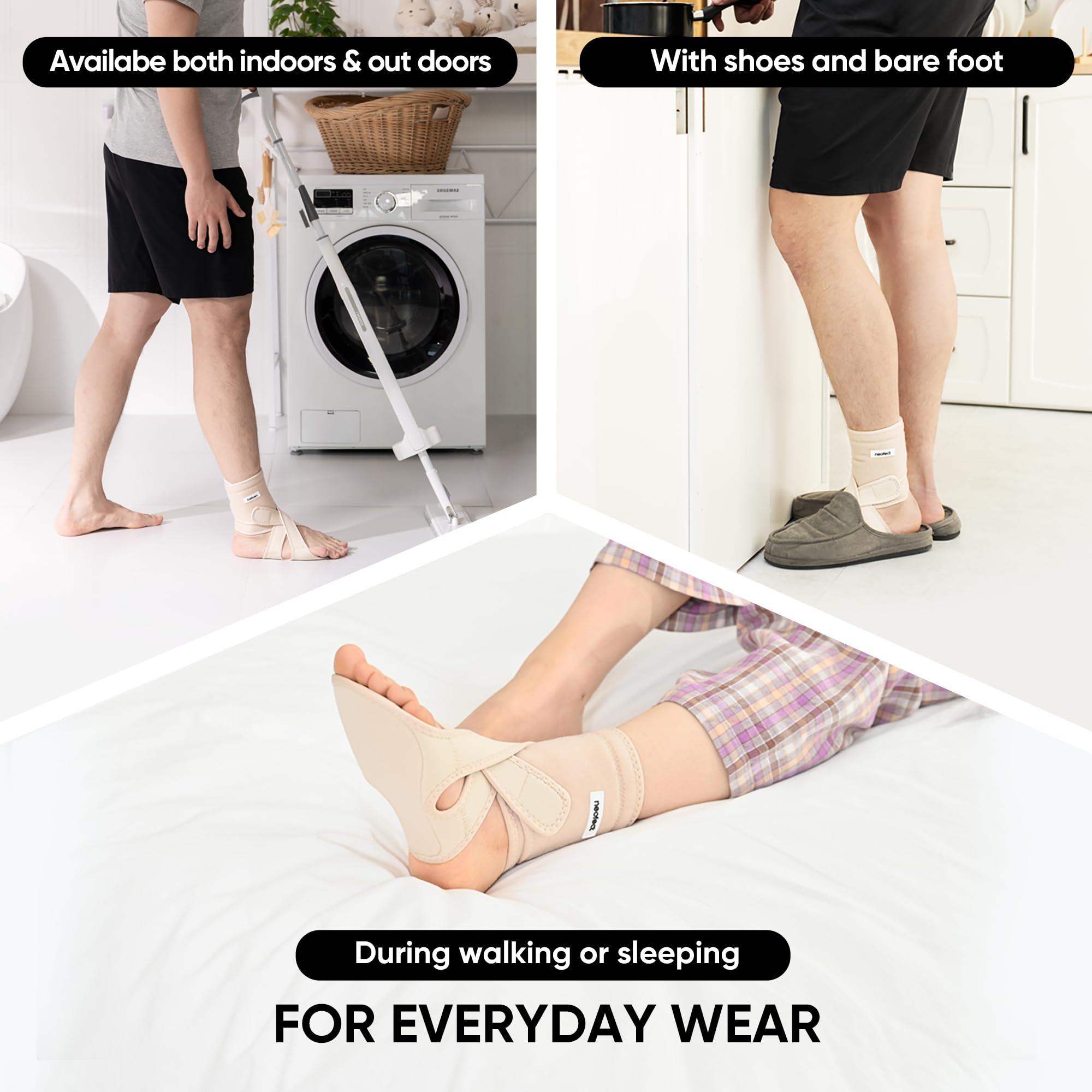 NEOFECT NEOFECT Drop Foot Brace Beige Right AFO Foot Drop Brace for Walking, Drop Foot Brace with Shoes, Stroke Recovery Equipment, Foot Drop Brace for Sleeping, Adjustable Ankle Brace (Right)