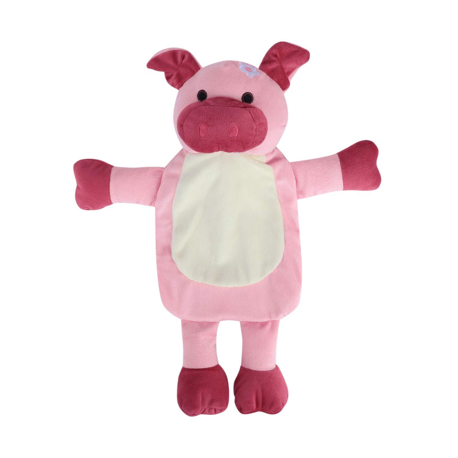 HAOZAIKEJI Hot Water Bottle with Plush Cover Cute Animal Hand Warmer Bottle 1 Liter Rubber Hot Water Bag for Kids Men Women