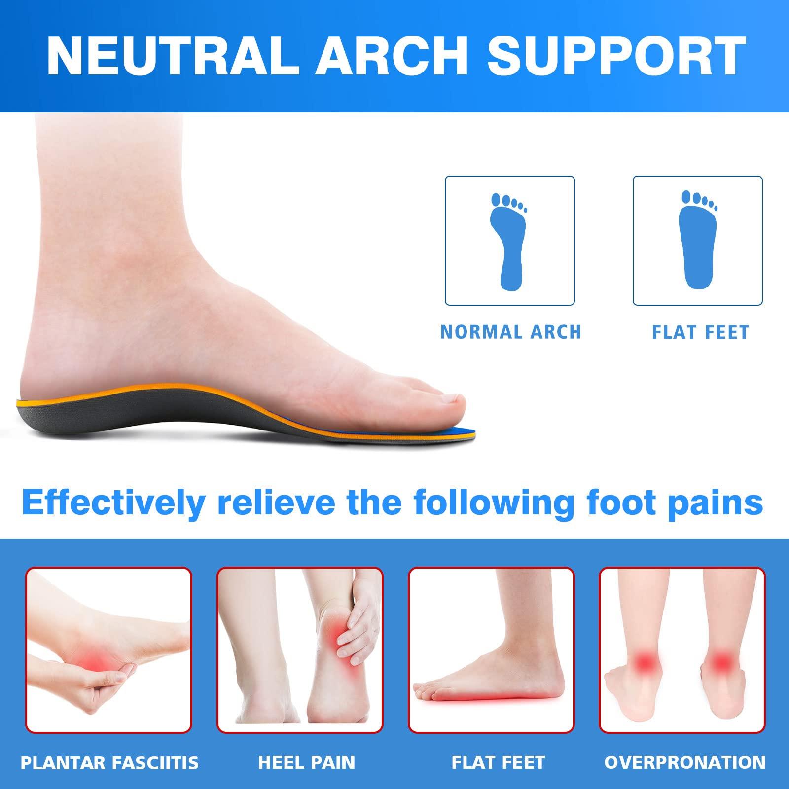 Kelaide Kelaide Arch Support Insoles Relief Plantar Fasciitis, Comfort Orthotic Inserts for Flat Feet, Feet Pain, Pronation, Shoes Insoles for Men and Women Blue