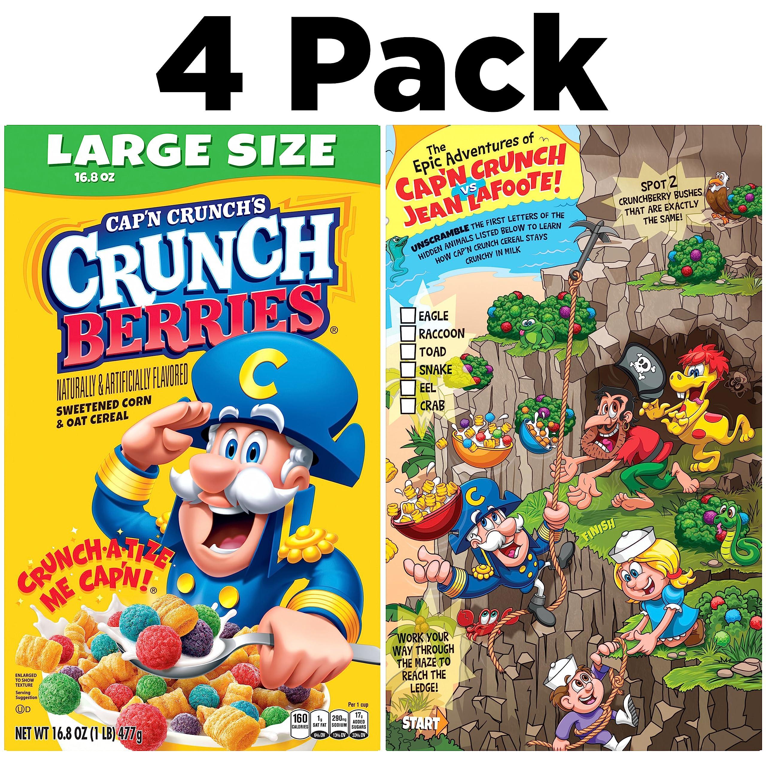 Cap'n Crunch Cap'n Crunch Cereal, Crunch Berries, 16.8oz Boxes (4 Pack)