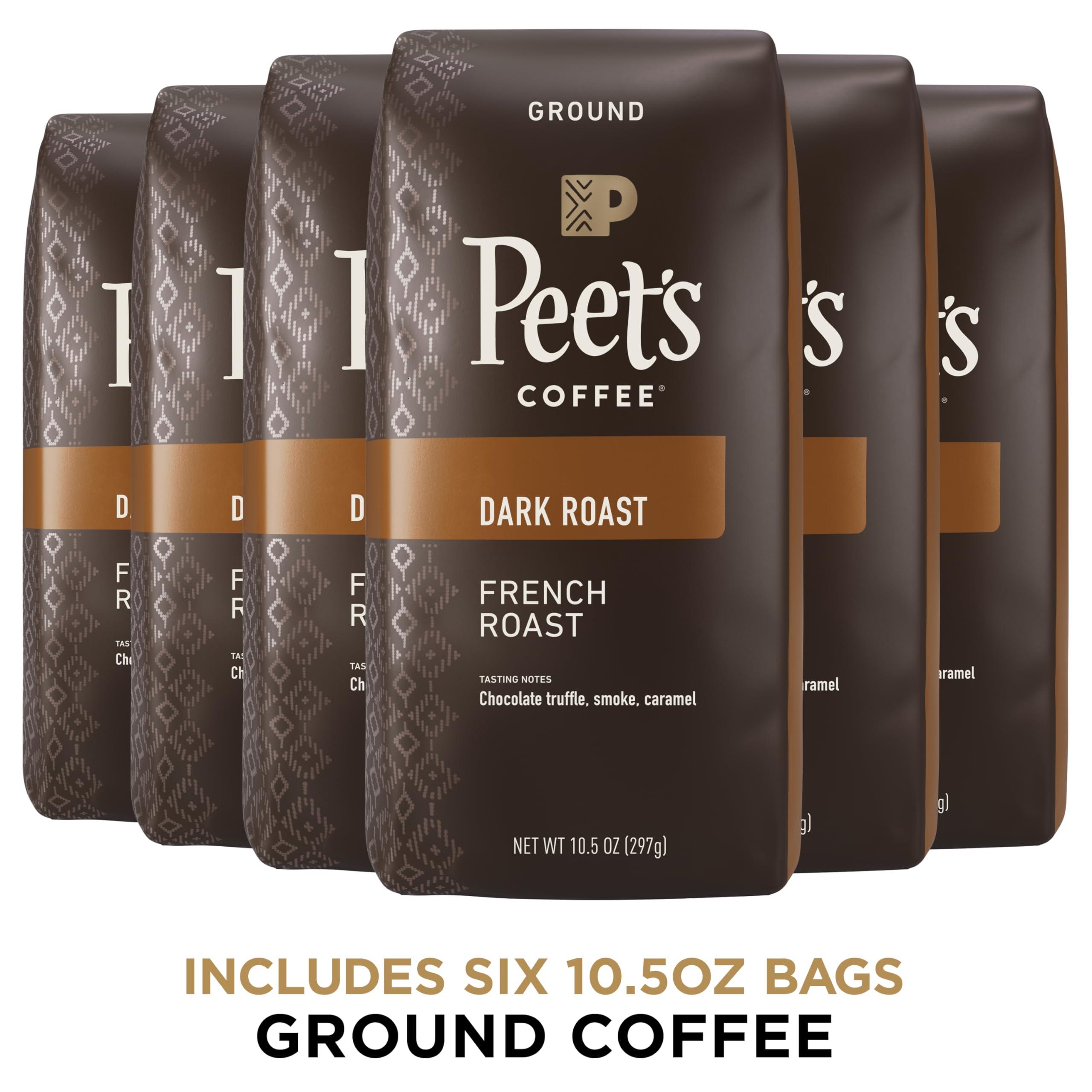 Peet's Coffee Peet's Coffee, Dark Roast Ground Coffee - French Roast 63 Ounces (6 Bags of 10.5 Ounces)