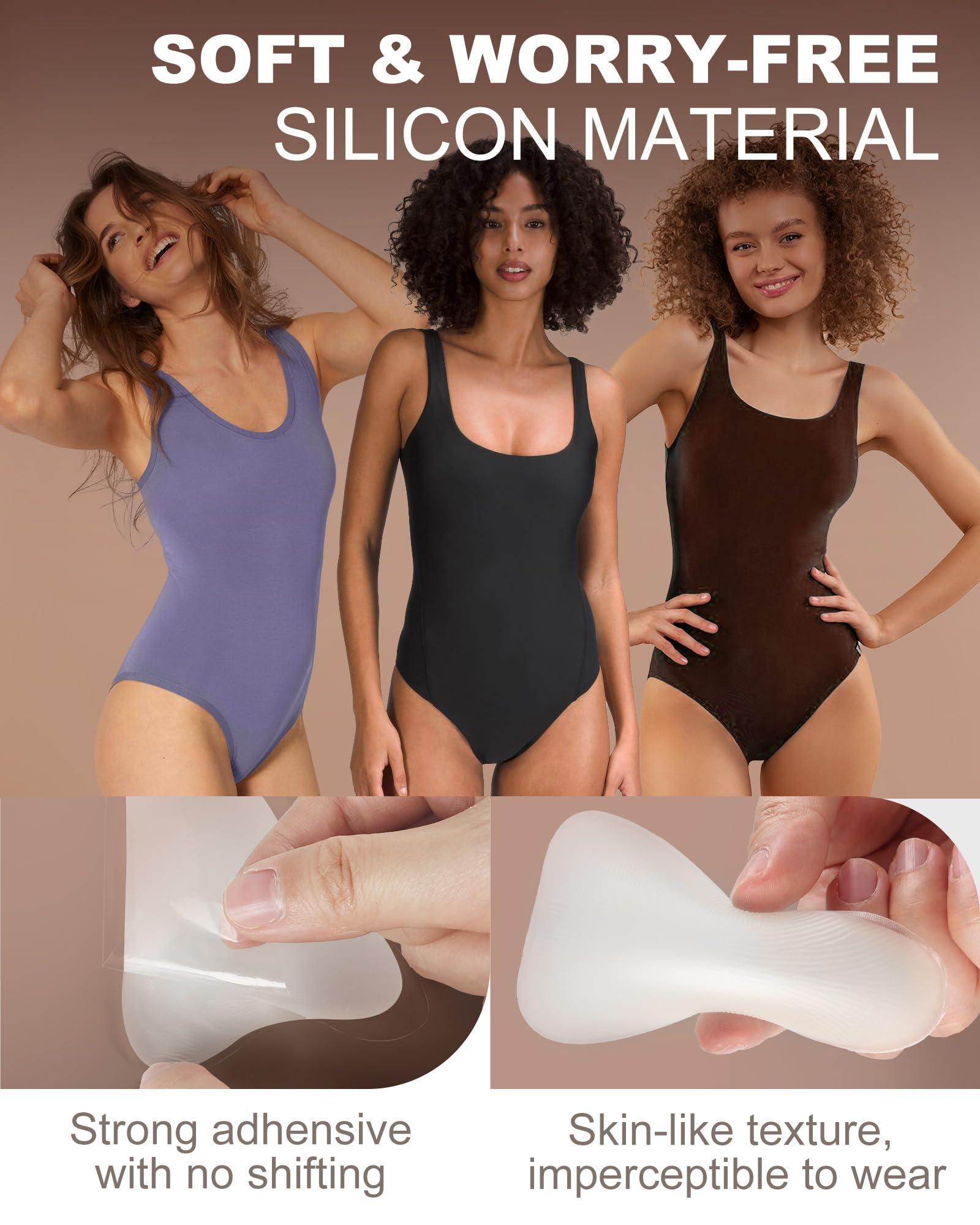 CICKEE CICKEE Camel-Not Camel Toe Concealer Silicon Insert - Seamless Camel Toe Hider Stopper Cover Pack No Camel Toe Underwear Guard Anti Cameltoe Pad for Women - 4 Pack Transparent & Nude