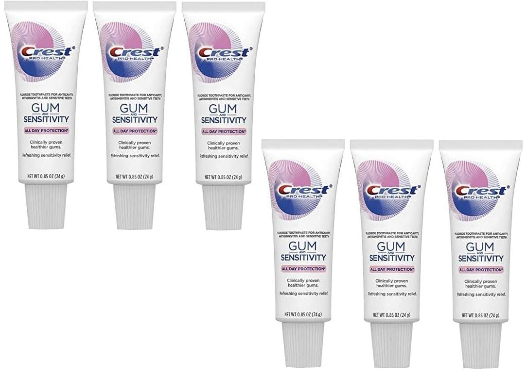 Crest Crest Pro Health Gum and Sensitivity Toothpaste for Sensitive Teeth, Soft Mint, Travel Size 0.85 oz (24g) - Pack of 6