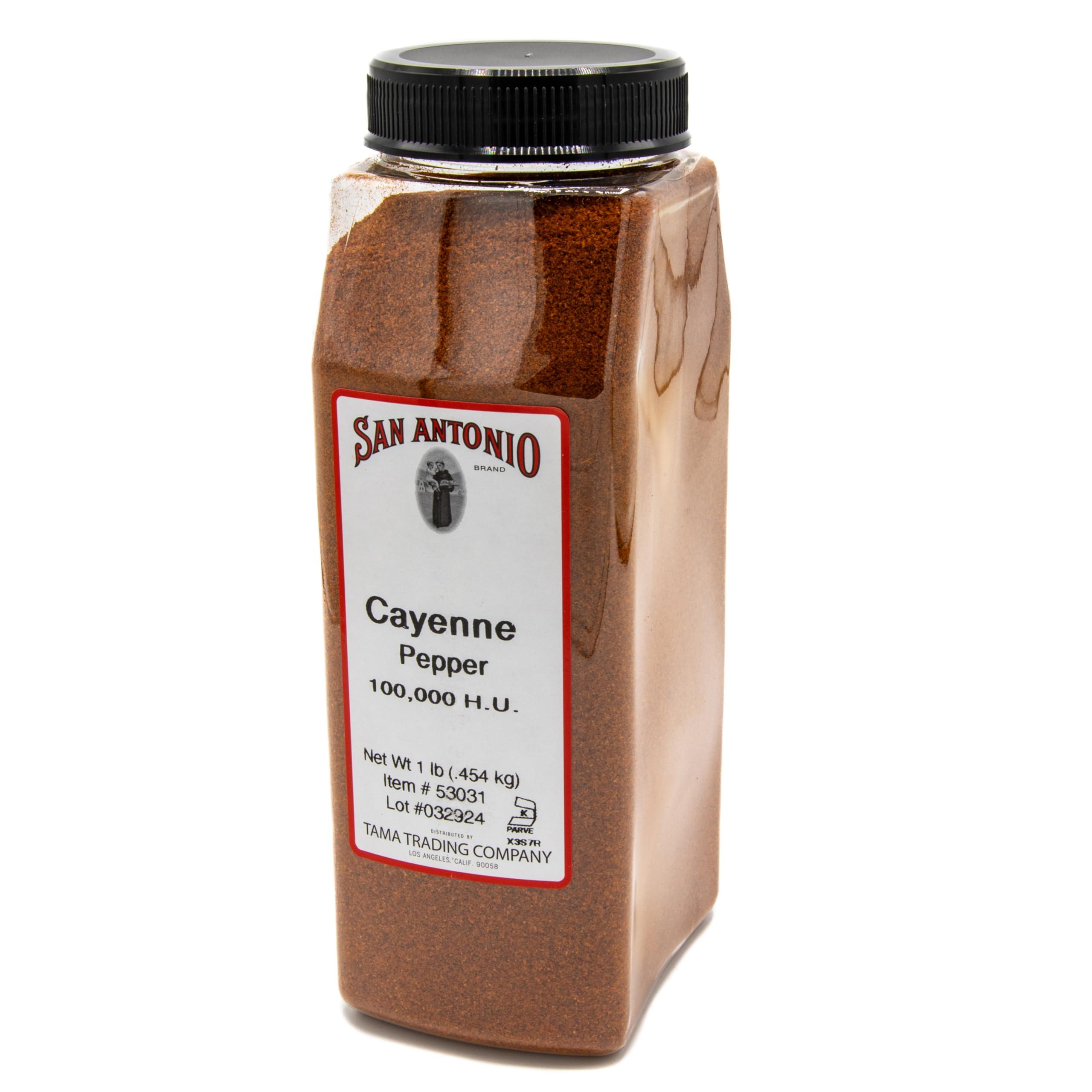 San Antonio Brand San Antonio Brand 16 Ounce Premium Ground Cayenne Pepper Powder 100K HU, (100,000 Heat Units), Hot Chili Powder, BBQ Rub, Bulk Food Service Size