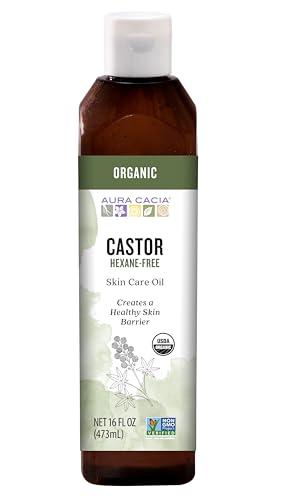 Aura Cacia Aura Cacia Organic Castor Oil, 16 fl. oz., Skin Care, Hair Care, Massage, Moisturizes Skin, Creates Healthy Skin Barrier