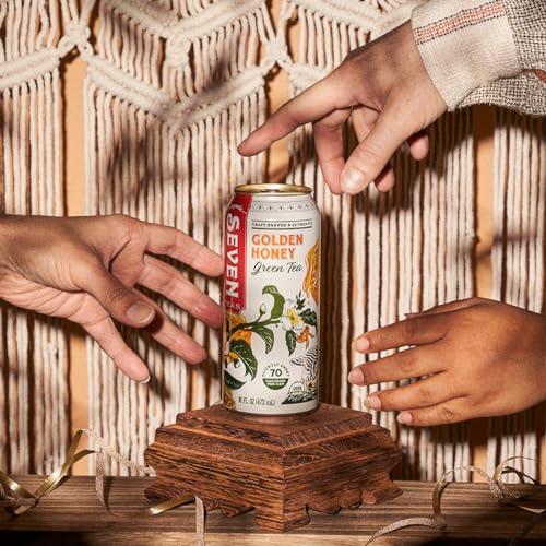 SevenTeas SevenTeas Golden Honey Green Tea, 16 OZ (Pack of 12 Cans), Lightly Sweetened Organic Iced Tea
