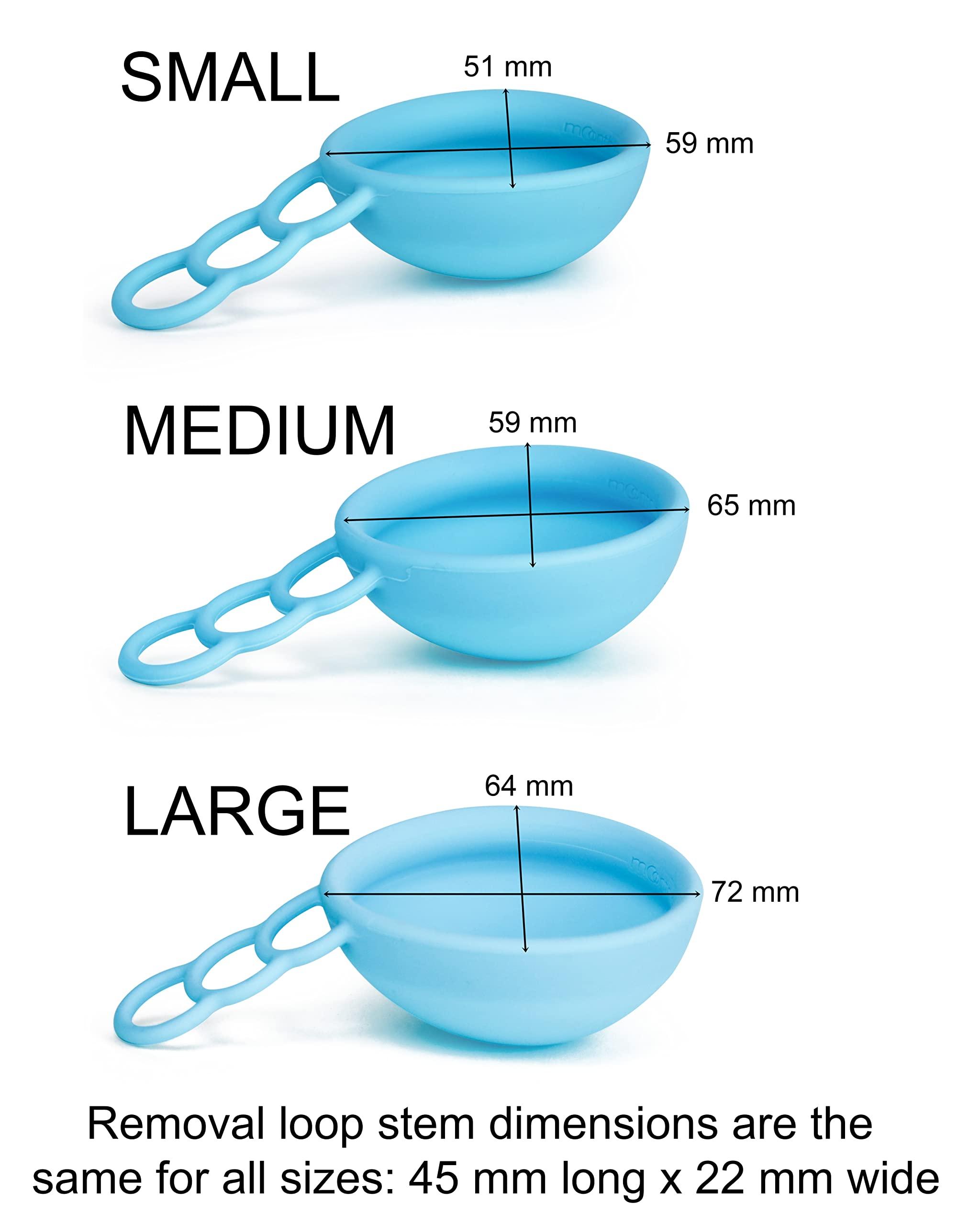 MOONTHLIES MOONTHLIES Reusable Menstrual Disc | Period Disc with Removal Loop Stem | Alternative to Menstrual Cups for Light or Heavy Flows | Sustainable Alternative to Tampons/Pads (2 Medium, Blue)