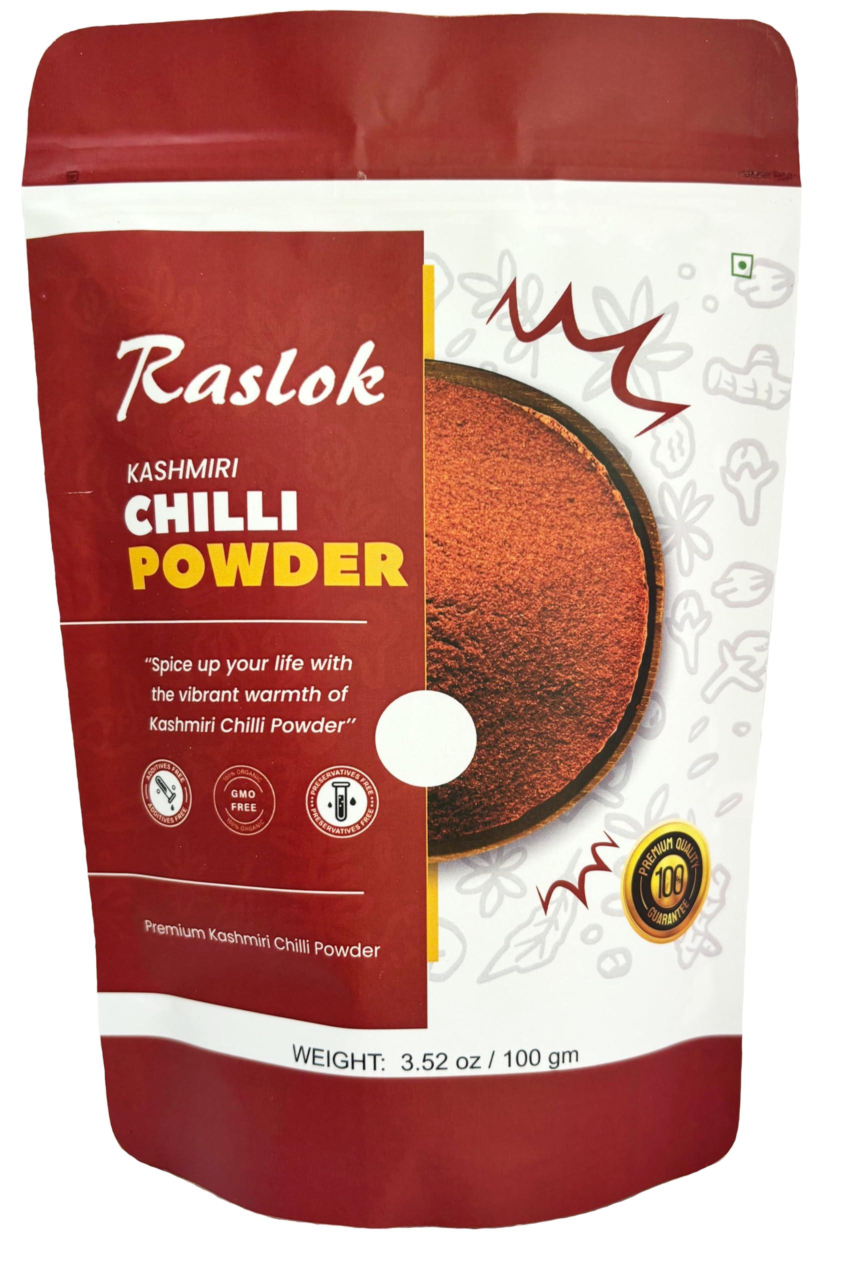 Raslok Raslok Dried Fenugreek Leaves (Kasoori Methi) 1oz + 100% Pure Kashmiri Chilli Powder 100g - All Natural, Vegan, Gluten-Free, Non-GMO Indian Spices Bundle | Traditional Kasuri Methi & Deggi Mirch Seaso