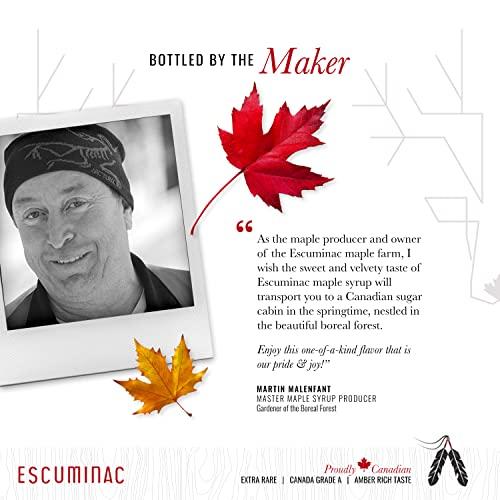 Escuminac Escuminac Canadian Maple Syrup, 16.9 Fl Oz Glass Bottle & Gift Box. Extra Rare, Amber Rich Taste. 100% Pure & Organic. Gourmet Gift.
