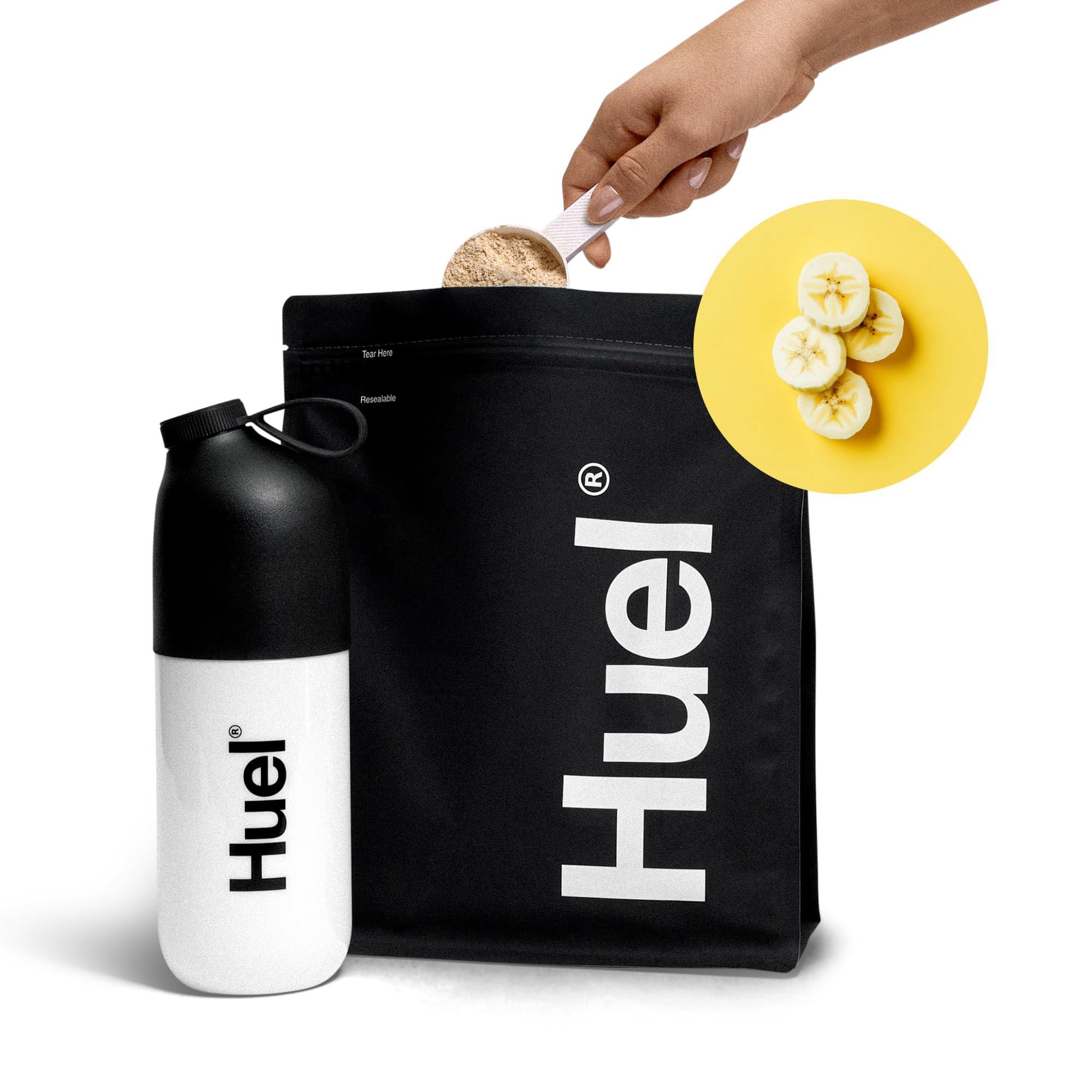 Huel Huel Black Edition | Banana 40g Vegan Protein Powder | Nutritionally Complete Meal | 27 Vitamins and Minerals, Gluten Free | 17 Servings | Scoop not included to reduce plastic