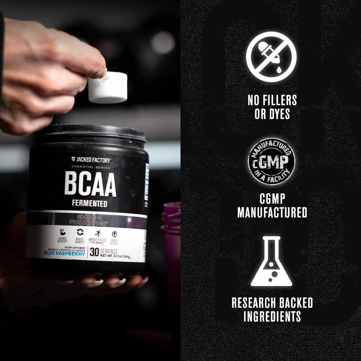 Jacked Factory Jacked Factory Nitrosurge Shred Thermogenic Pre-Workout in Blueberry Lemonade & BCAA in Fruit Punch for Body Recomposition, Muscle Building and Recovery