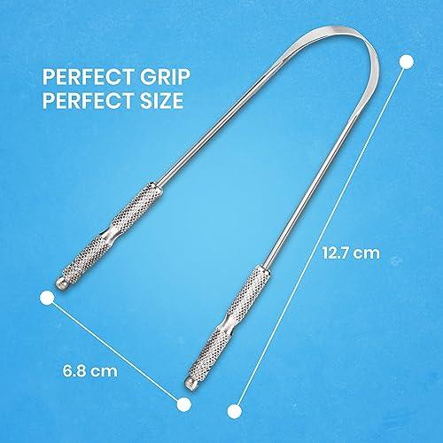HOKIN Tongue Scraper for Adults by HOKIN (1Pc Oral Care Pack) Stainless Steel Tongue Cleaners Reduce Bad Breath 100% Metal Tough Scrapers Men and Women Hygiene (1 Count (Pack of 1) U Shaped, Silver)
