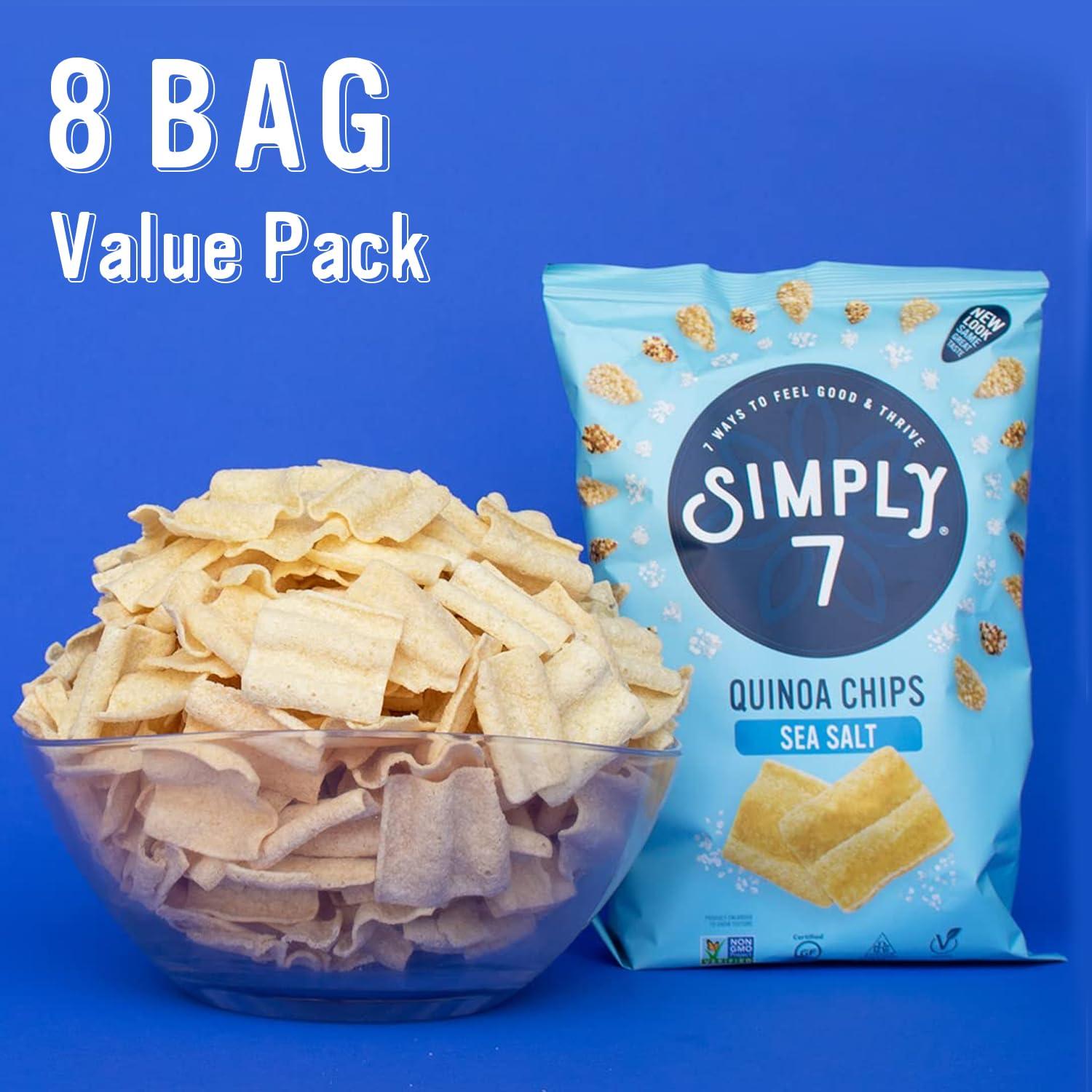 Simply 7 Simply 7, Quinoa Chips, Sea Salt, 3.5 Oz, 8 Pack, Non-GMO, Nut-Free, Vegetarian, Vegan Snack, Low Fat, Low Calorie, Plant-Based, Cholesterol Free
