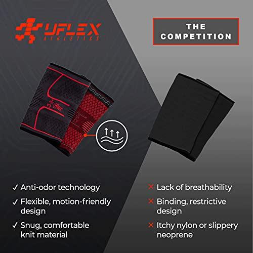 UFlex Athletics UFlex Athletics Knee Compression Sleeve Support for Women and Men - Knee Brace for Pain Relief, Fitness, Weightlifting, Hiking, Sports - Red, Large