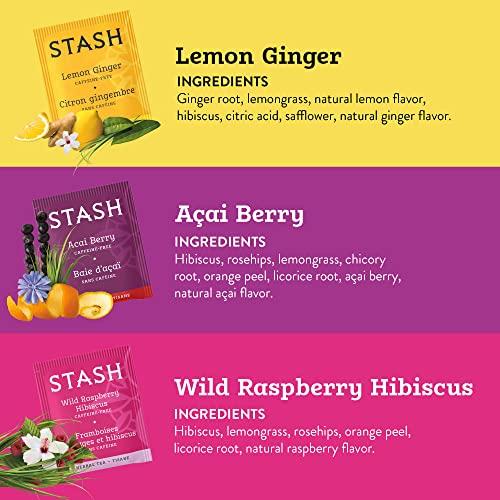 Stash Stash Tea Fruity Herbal Tea 6 Flavor Tea Sampler, 6 boxes With 18-20 Tea Bags Each