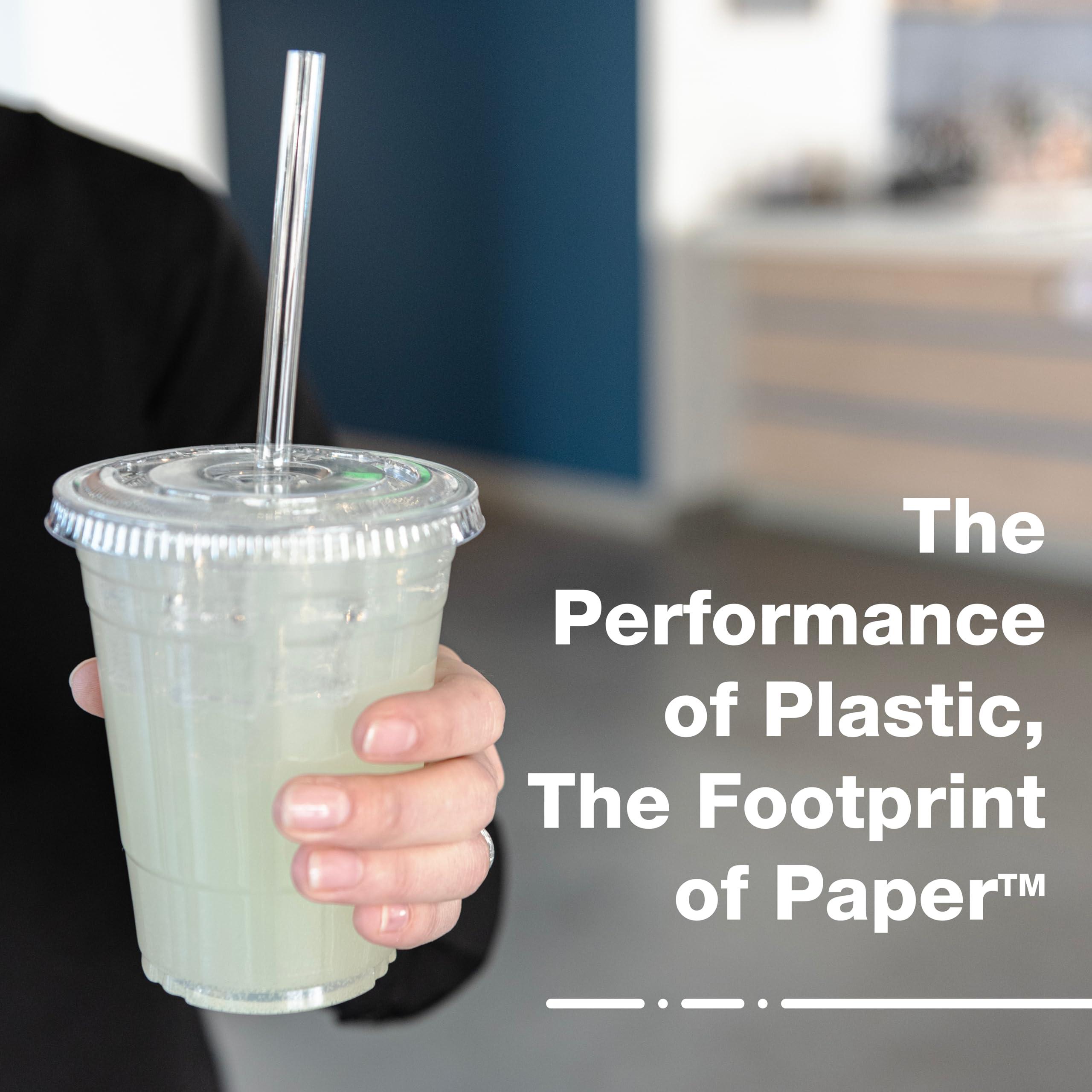 PrimeWare Case of 2000 Clear Plant-Based Straws 10.25" Long Cellulosic Clear Jumbo Compostable Straws, Ideal Eco Friendly Drinking Straws, Individually Wrapped Straws in Paper