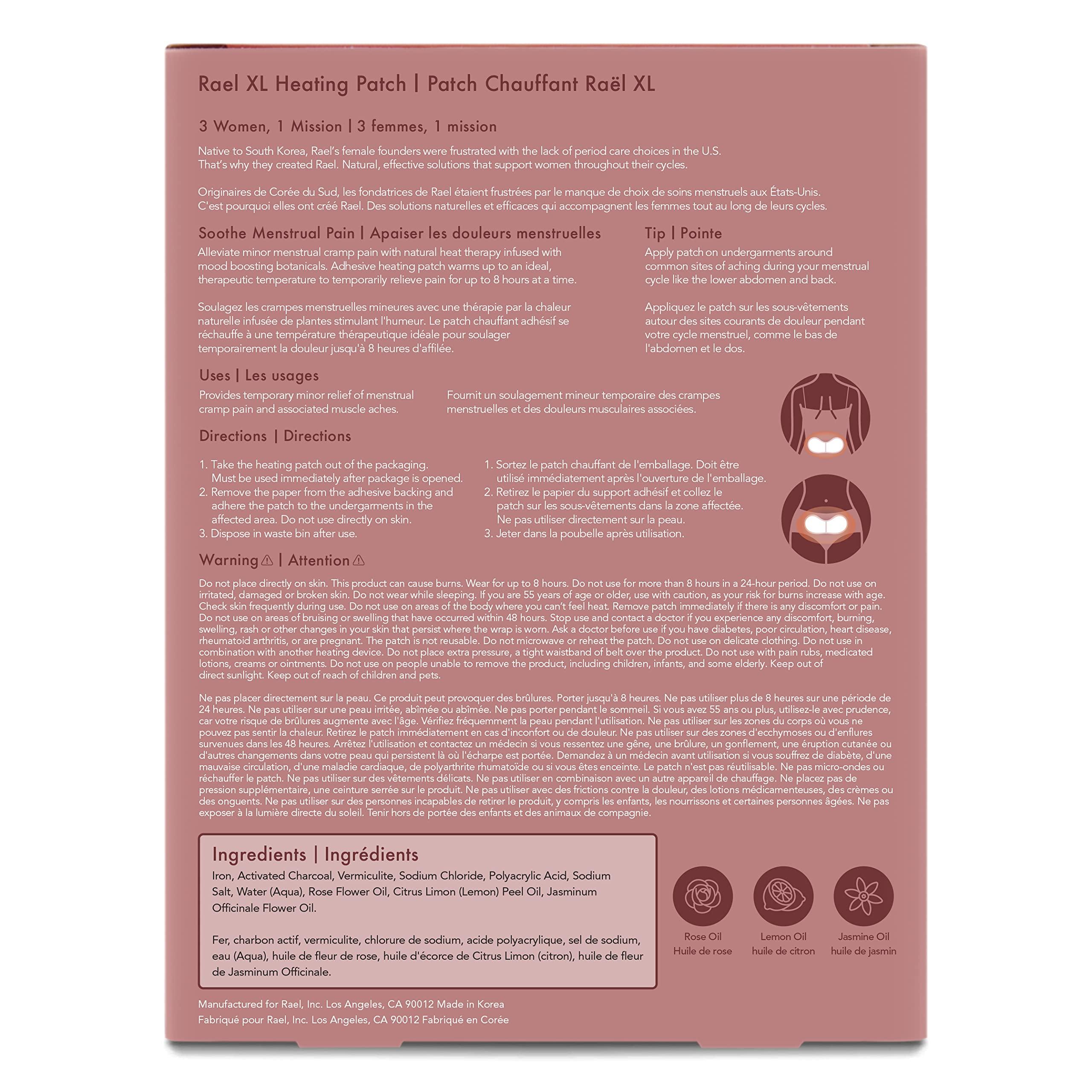 Rael Rael Herbal Heating Patches, Period Cramps Relief, Heat Therapy, Ultra Thin Design, Large Size for Extra Coverage, All Skin Types (8 Count)