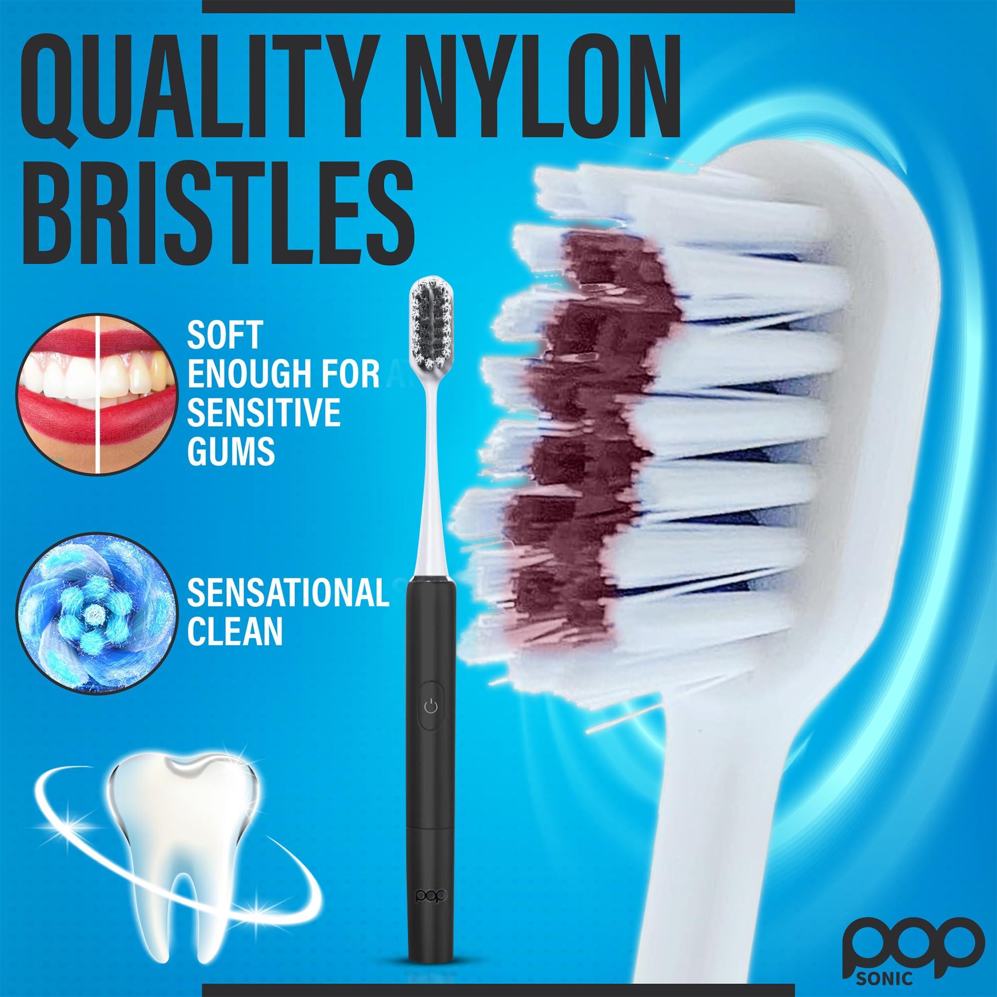 Pop Sonic Go Plus Sonic Toothbrushes for Adults w/Electric Toothbrush Case (Black) - Electric Toothbrush for Adults & Kids - Sonic Toothbrush w/ 2 Speeds - 18000-24000 Vibrations Per Minute