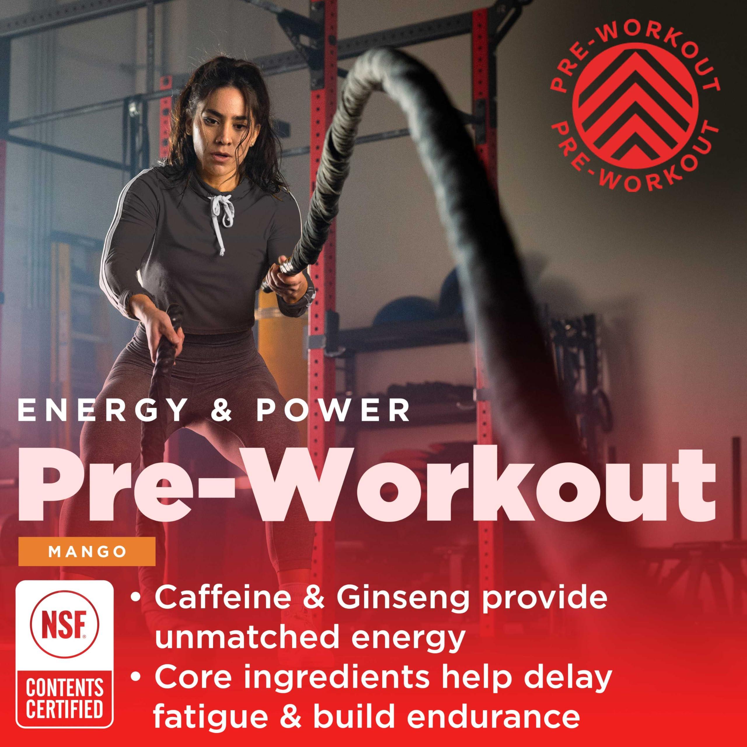 Gnarly Nutrition Gnarly Nutrition Natural Pre-Workout Powder - Endurance & Recovery, NSF Contents Certified, Vegan Pre Workout Wellness, Sports Nutrition - Mango, Caffeine 14.82oz