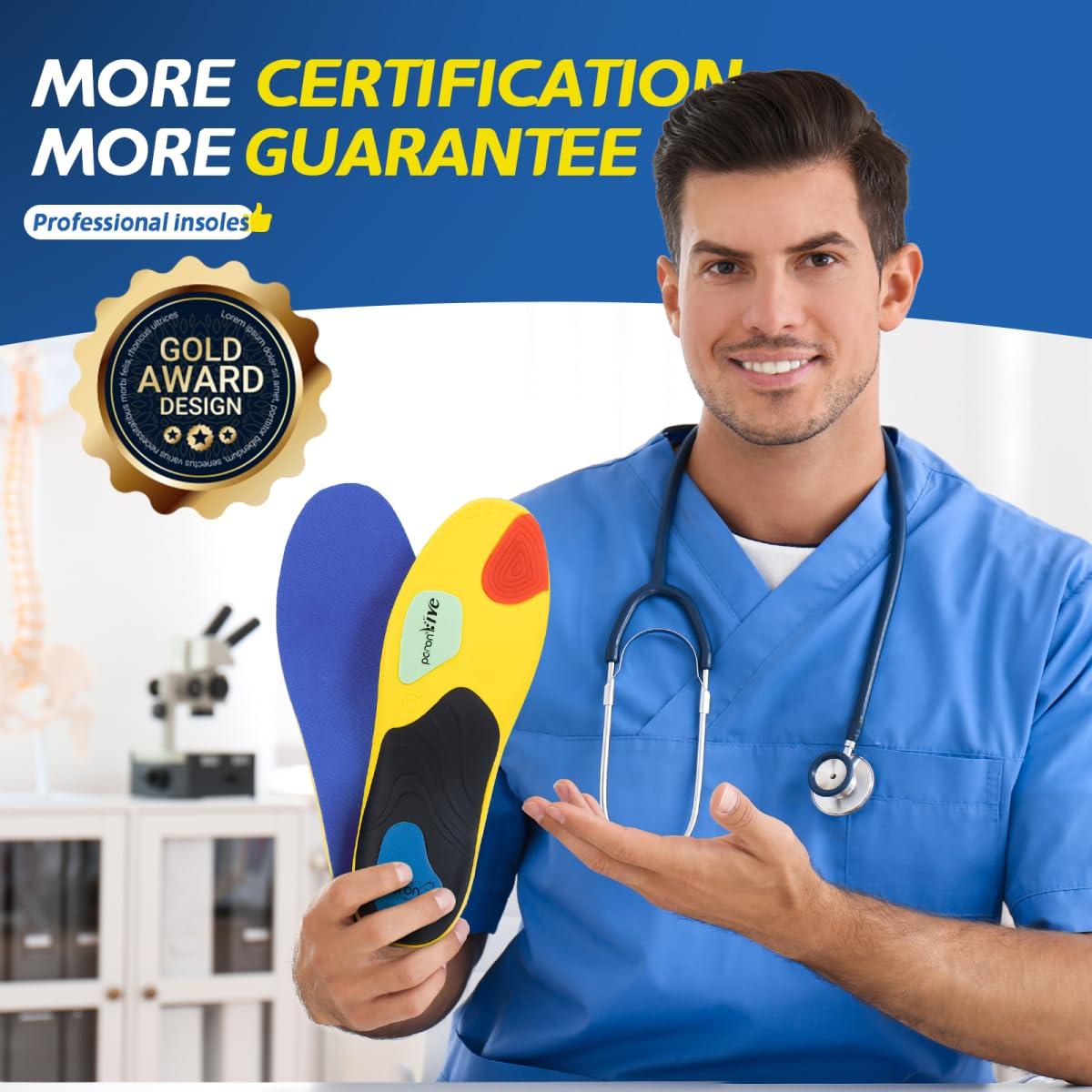 TANSTC TANSTC Insoles for Men Standing All Day Insoles Men Plantar Fasciitis Relief Shoe Inserts for Women Women Orthotics Flat Feet Inserts Relieve Heel Arch Pain Boot Work Shoe Insoles,M