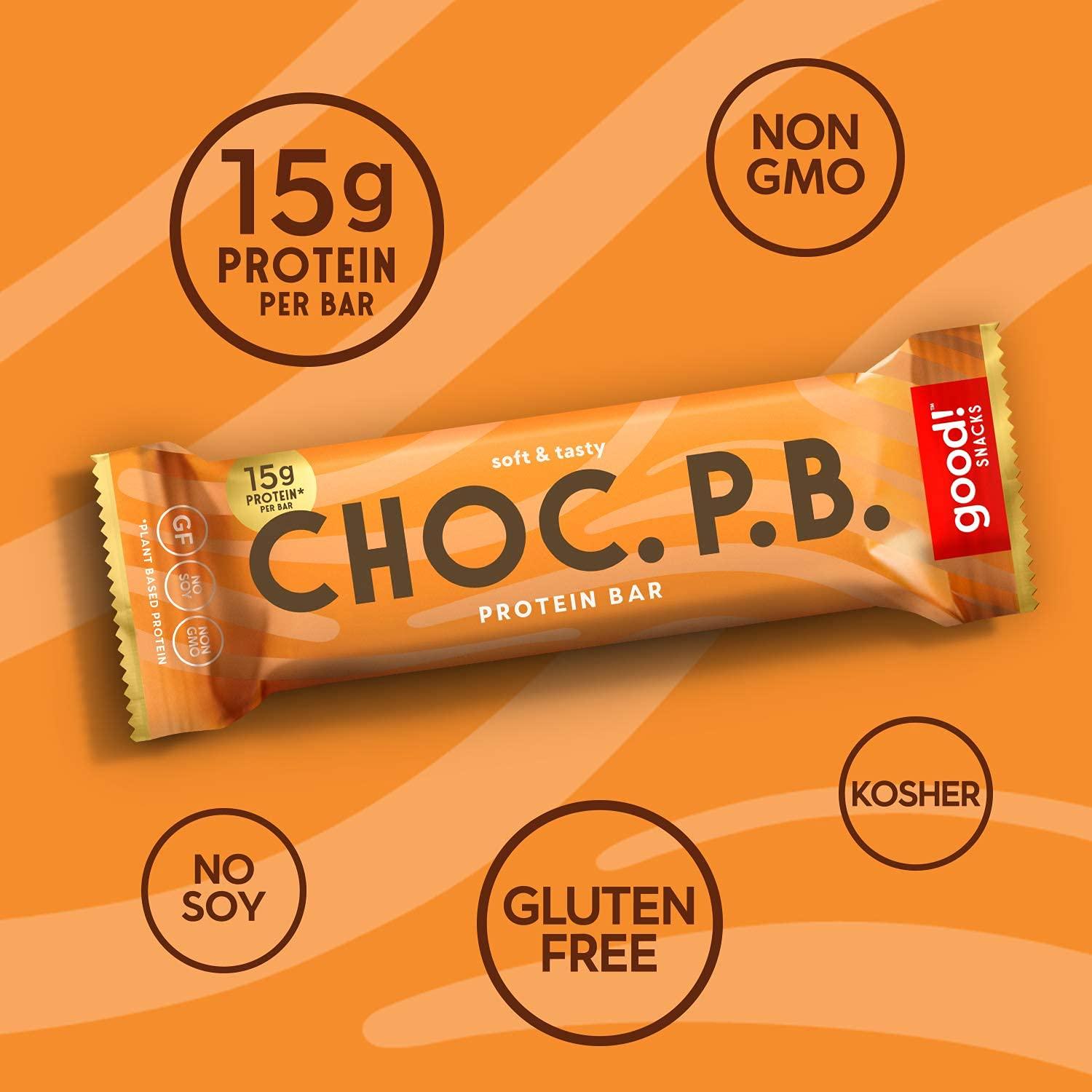 good! good! Snacks Vegan Protein Bars Bundle, Chocolate Peanut Butter & Cookie Dough (24 Bars) Gluten-Free, Plant Based, Low Sugar, High Protein Meal Replacement, Healthy Snacks for Energy, 15g Protein