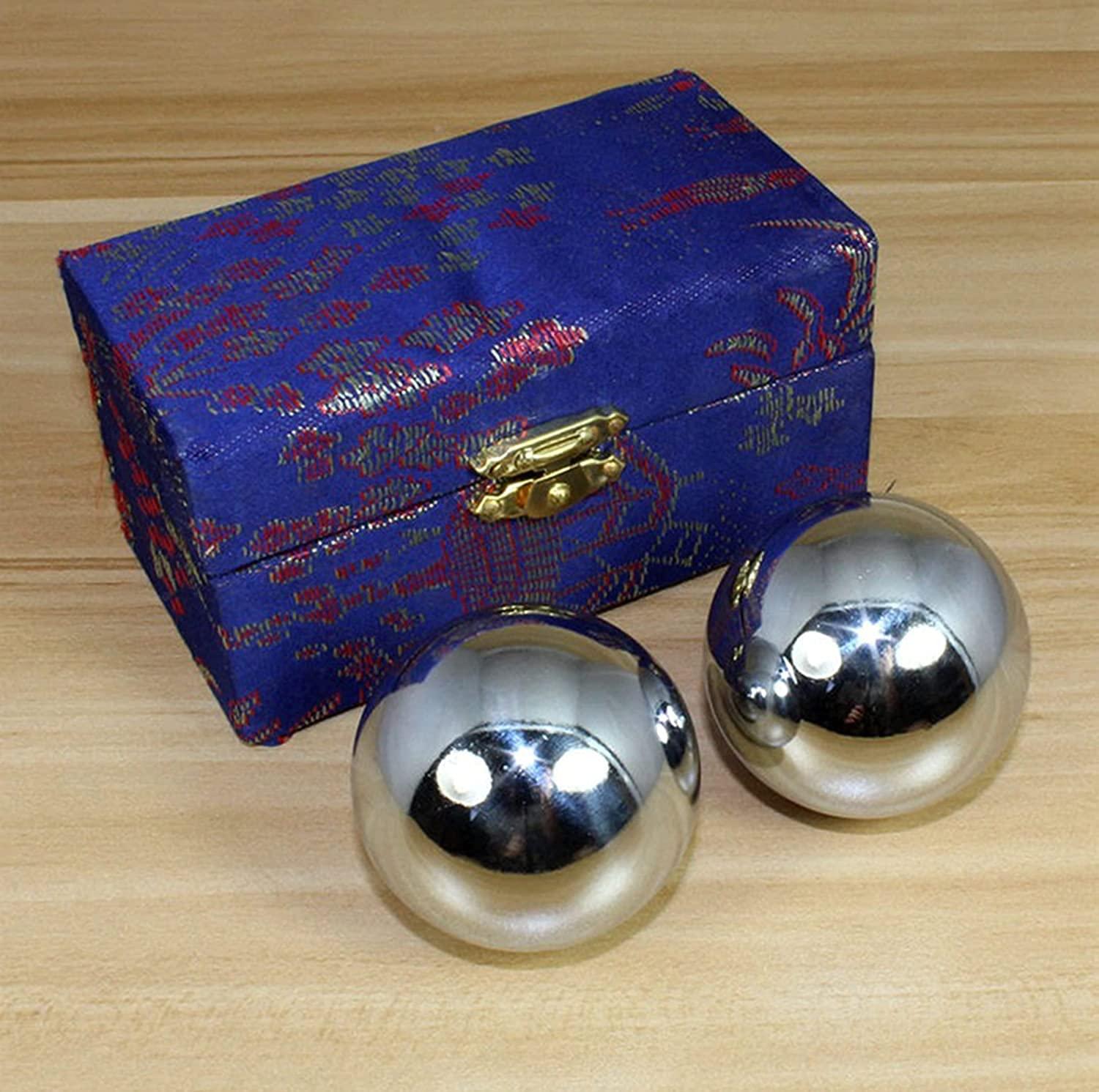 ZHANGZONG Baoding Balls Chinese Health Balls Stress balls for adults ZHANGZONG 1.7Inches Exercise Stress Balls, Chrome-Plated Silver Imitation Solid Hand Massage Hand Balls, for Stress Relief Hand Exercise Ball