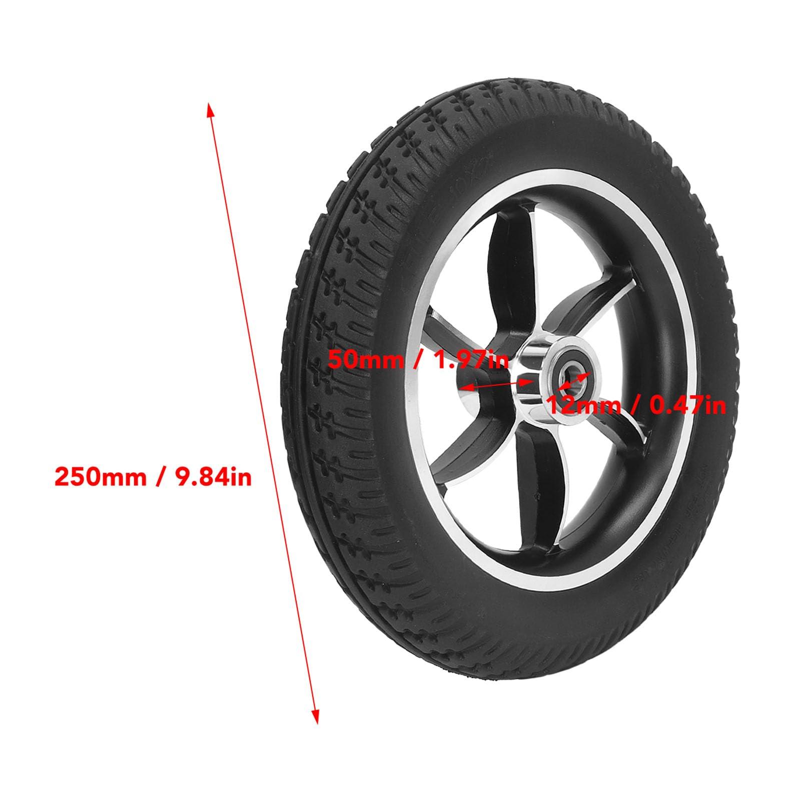 Agatige Wheelchair Wheel, 10 Inch Replacement Wheelchair Wheels Black PU Wheelchair Front Wheels Casters Rollers Wheels Anti-Slip Rollator Walker Replacement for Rollator Trolley