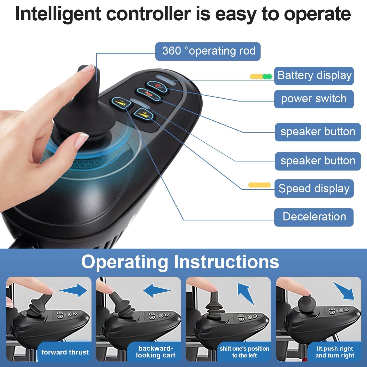 Lenyedr Lenyedr Reclining Electric Wheelchair for Adults,Heavy Duty Electric Wheelchair,Portable Folding Carry Wheelchair,Comfortable Remote Control Mobility Aid-Adjustable Backrest and Pedal-15 Mile Range