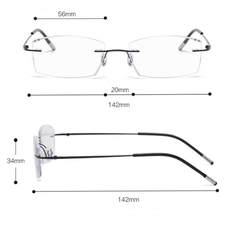 WInara WInara Photochromic Transition Reading Glasses Rimless Eyewear Anti UV SunGlasses Far and Near Dual Use HD Presbyopia glasses (Color : Black, Size : +1.00)