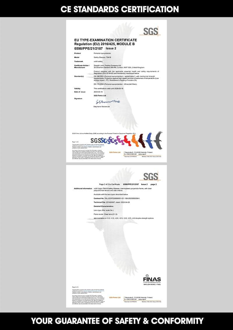 voltX voltX \'VISION\' Safety Readers, Full Lens Magnified Reading Safety Glasses (+3.0 Dioptre, Clear lens) ANSI Z87.1+ & CE EN166F - Anti fog coated UV400 lens