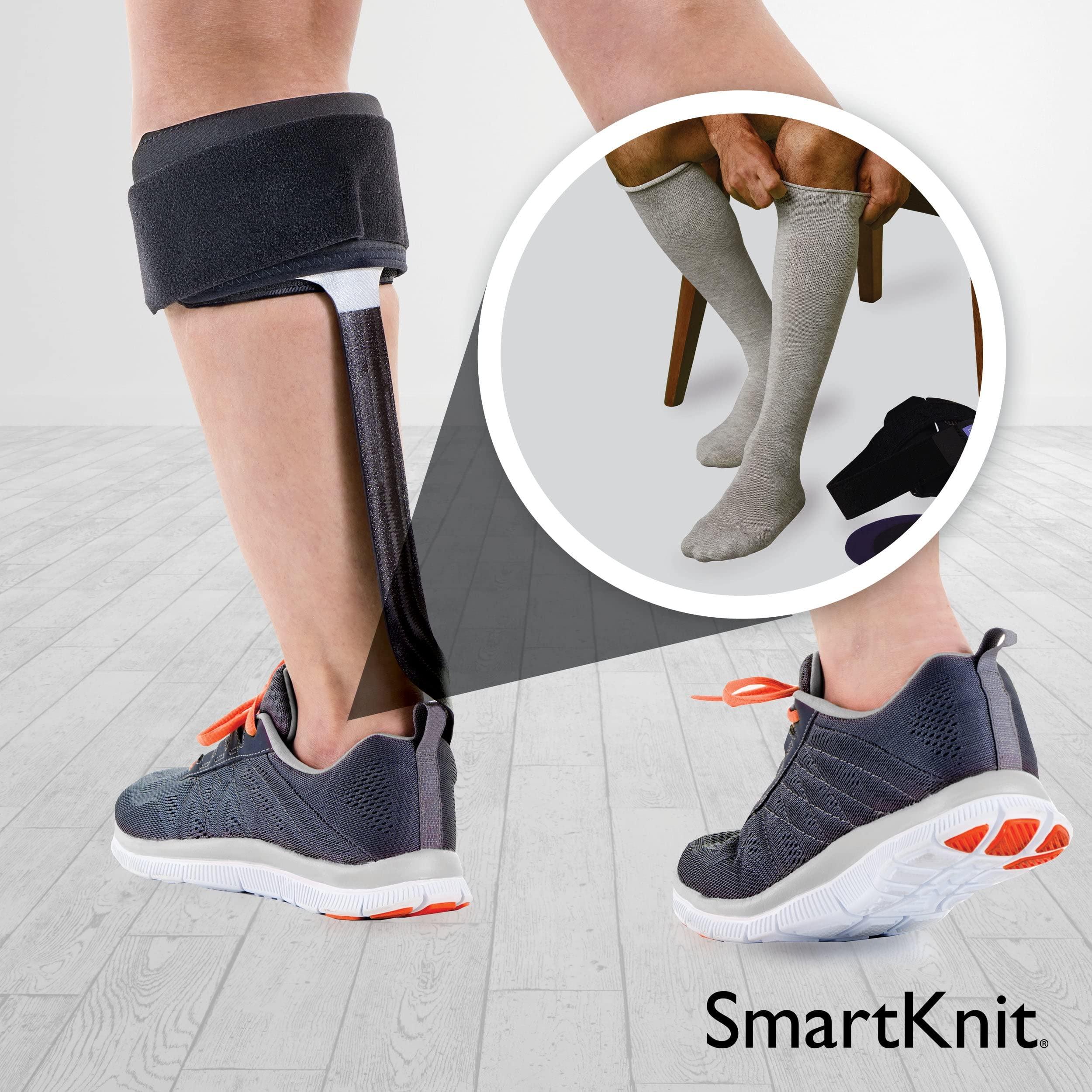 SMARTKNIT SmartKnit Seamless AFO Interface Socks 3 Pack - Adult Regular - White White & Gray