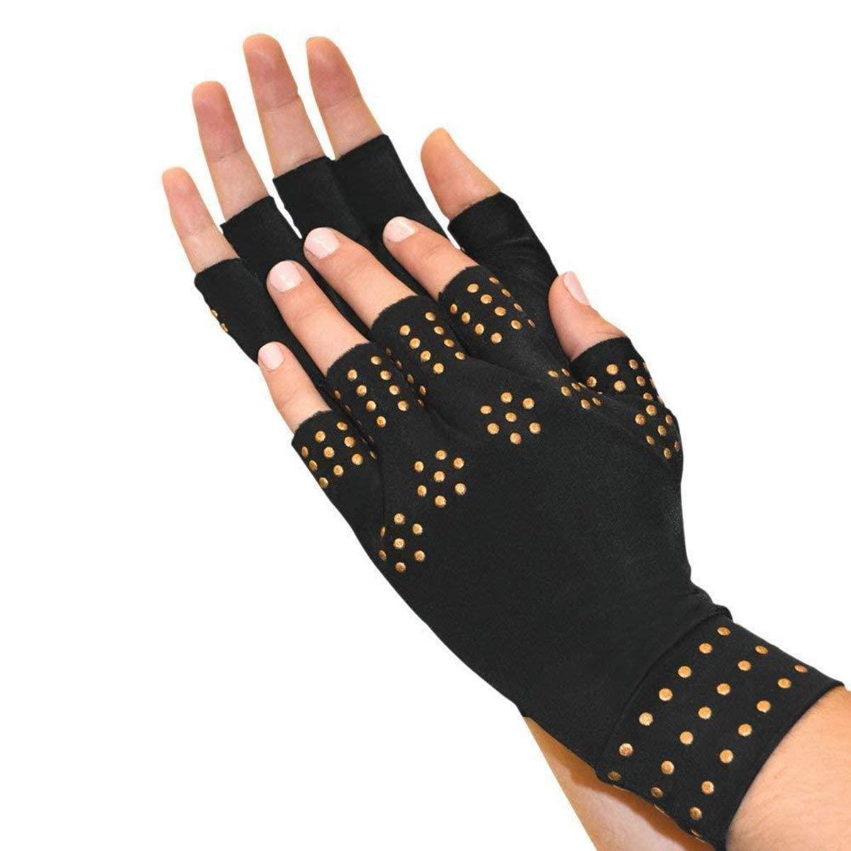 I3C Compression Arthritis Gloves - Magnetic Anti-Arthritis Fingerless Health Therapy Gloves Copper Infused Arthritis Gloves, Compression Therapy, Increases Blood Flow for Women and Men(1 Pair)
