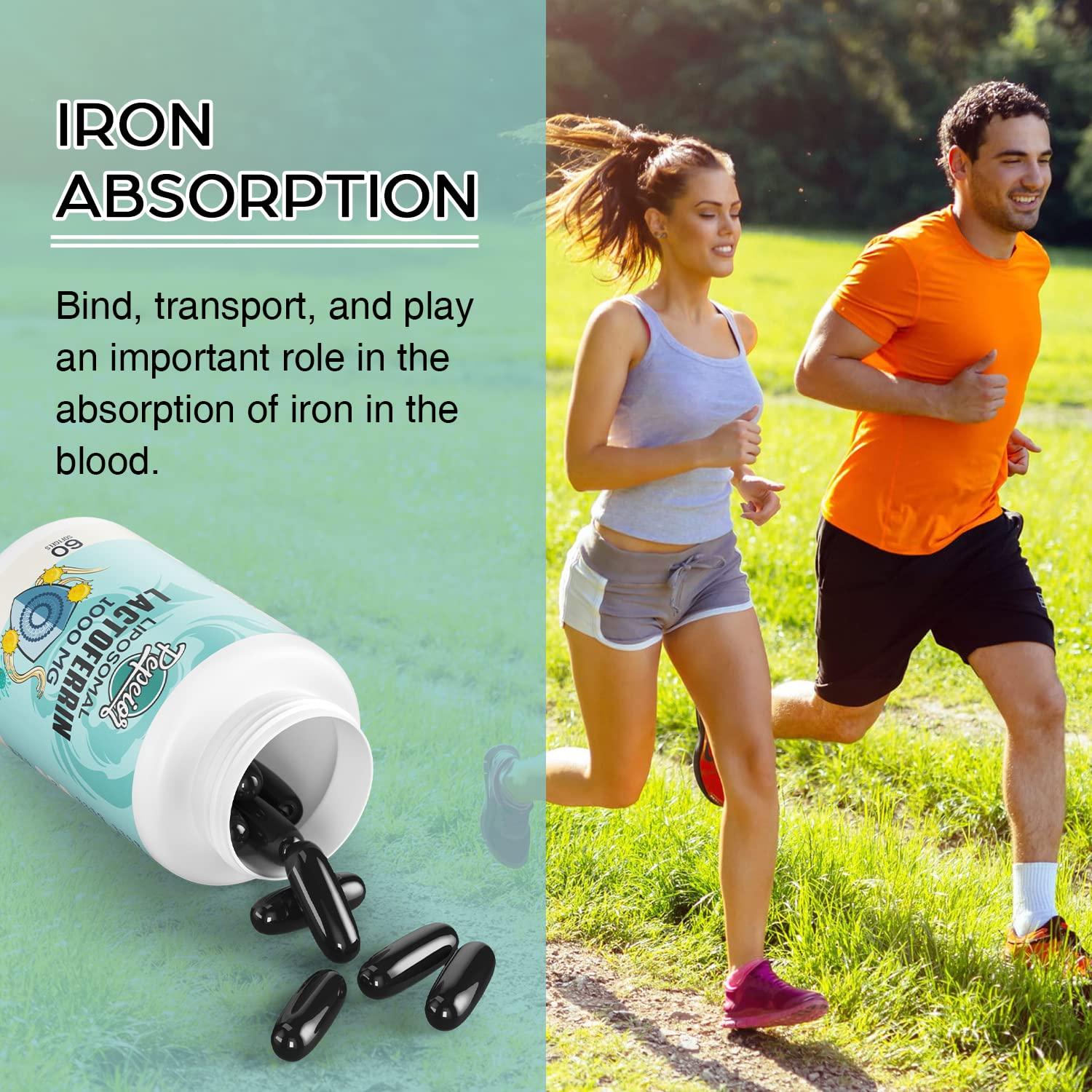 Pepeior Liposomal Lactoferrin 1000 Mg - Higher Absorption - For Iron Absorption & Immune Function Lactoferrin Supplements For Adults, 60 Softgels