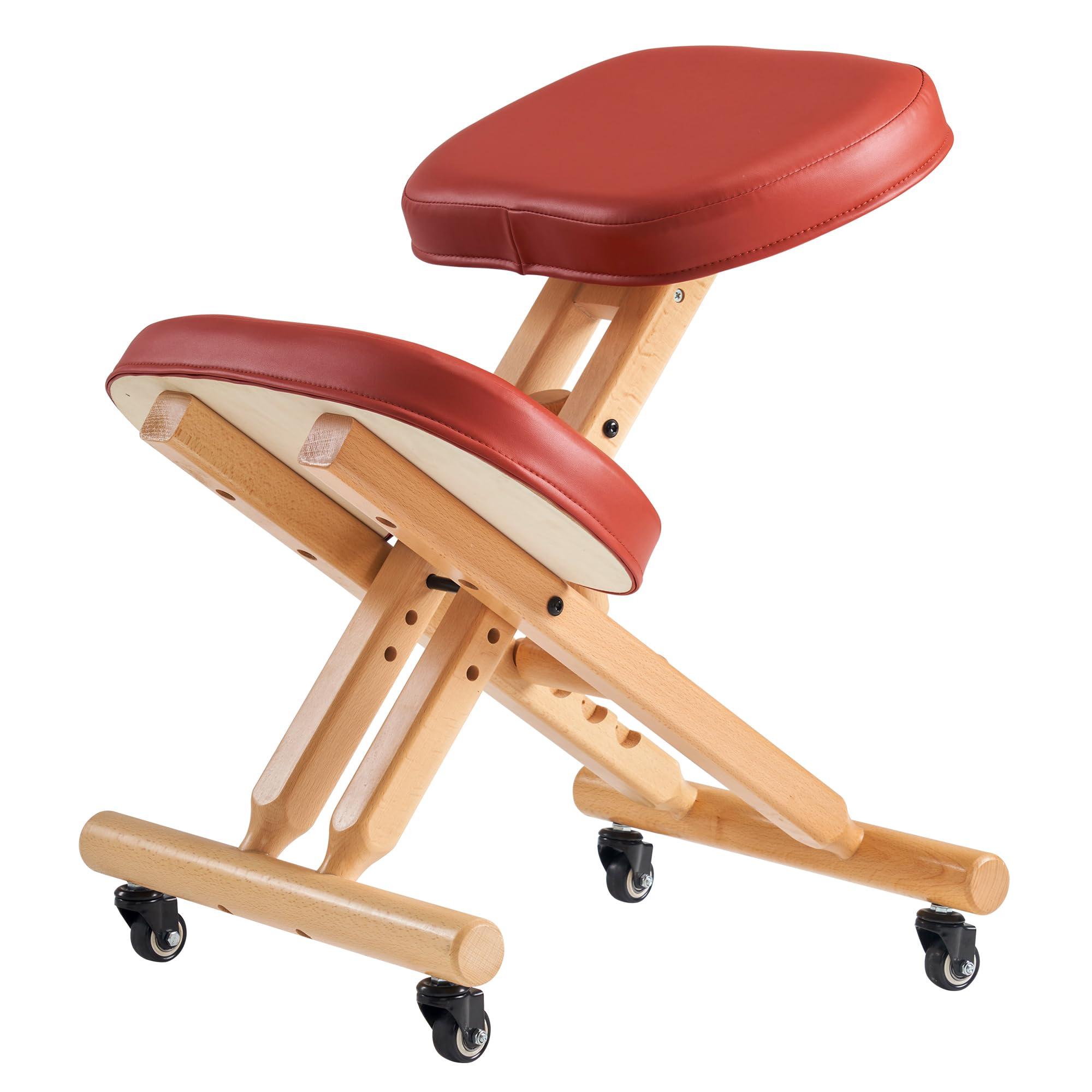 Master Massage Master Massage Ergonomic Wooden Foldable Kneeling Chair for Office Wood Folding Posture Chair for Home-Posture Correction Stool-Improve Your Posture Cinnamon Color