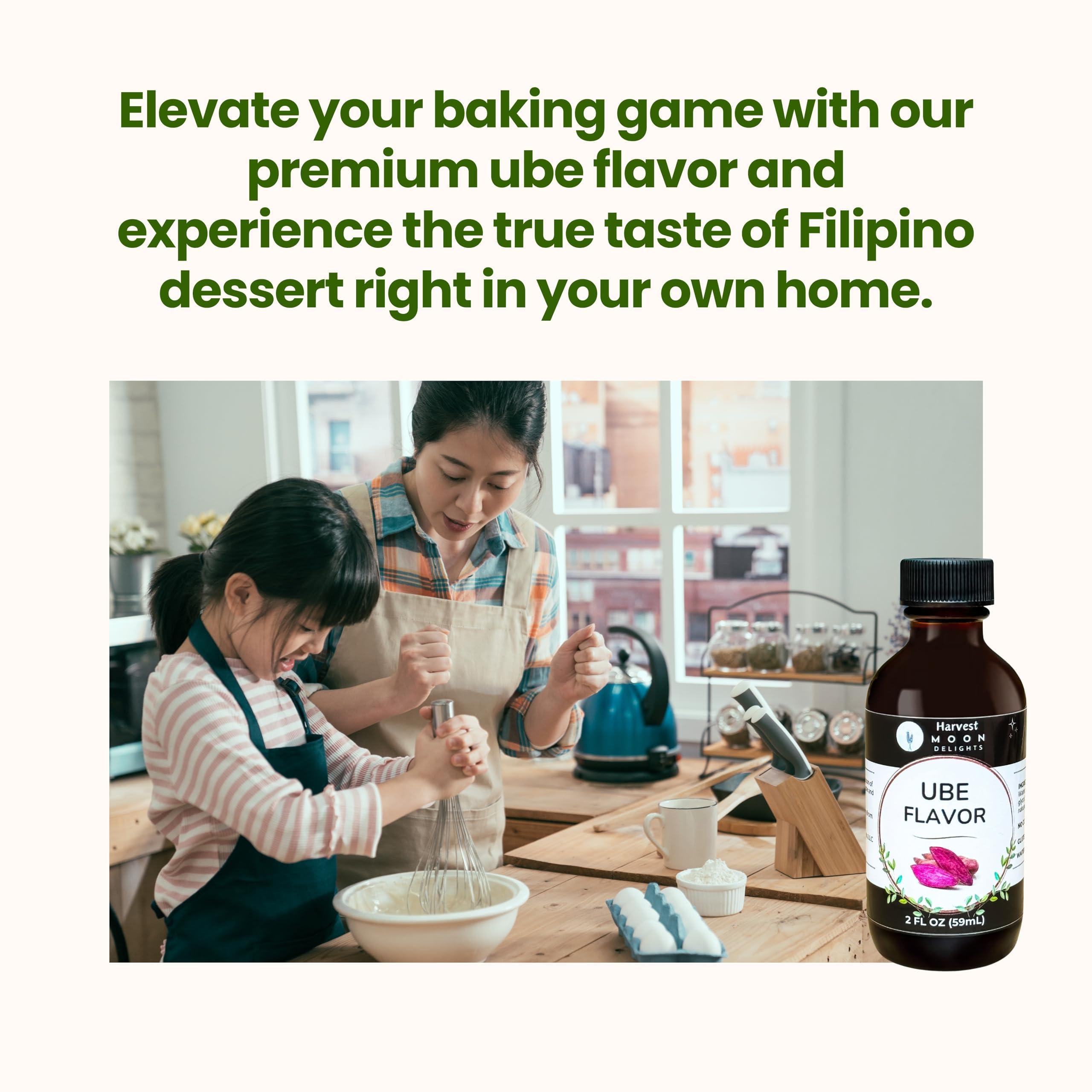 Harvest Moon Delights Natural Ube Flavor Extract - 2 oz - Water-Soluble - Clear Color - By Harvest Moon Delights - Ube Flavoring Extract for Ube Halaya - Ube Extract for Baking Filipino Desserts and Drinks