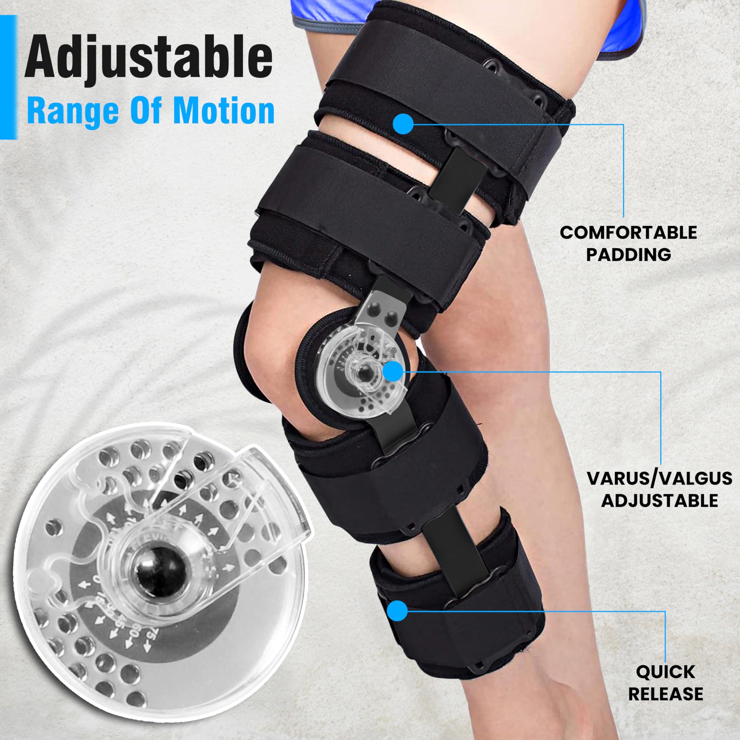DR FRANKLYN\'S Dr. Franklyn\'s Hinged ROM Knee Brace with Side Stabilizers & Locking Dials Post Op Knee Immobilizer for Arthritis ACL MCL PCL Meniscus Tear Injurie/Knee Pain Medical Orthopedic Support after Surgery-Men/Women