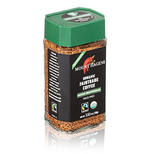 Mount Hagen Mount Hagen 3.53oz Organic Freeze Dried Instant Decaf Coffee | Eco-friendly, Fairtrade Decaf Coffee Made From Organic Medium Roast Arabica Beans [3.53oz Jar]