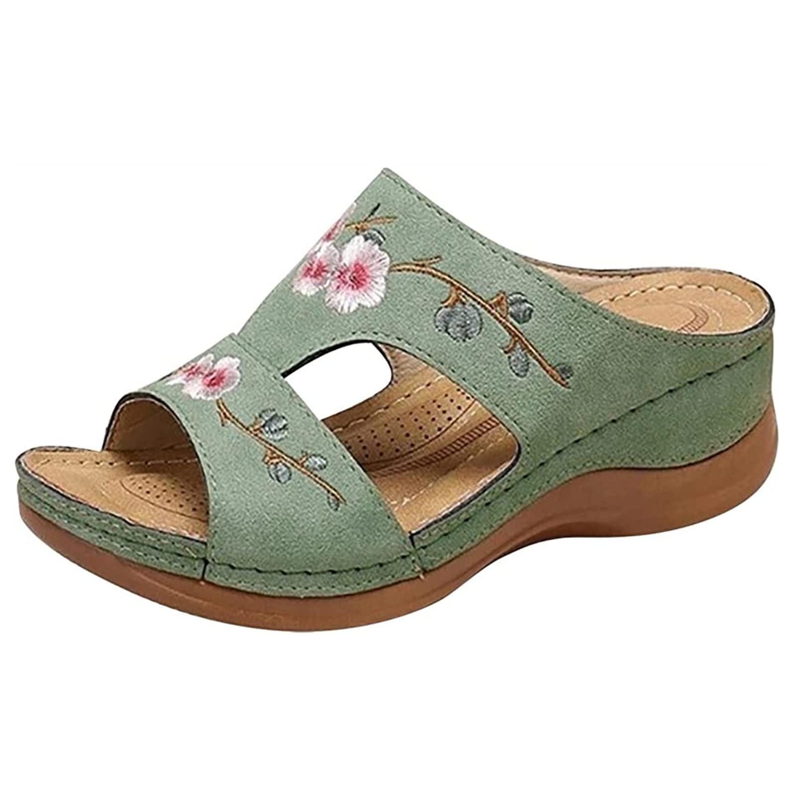 Generic Orthopedic Dress Sandals For Women Plantar Fasciitis Orthopedic Sandals for Women Walking Slippers with Arch Support Anti-Slip Breathable Dressy Summer Vintage Slip On Orthotic Flip Flops