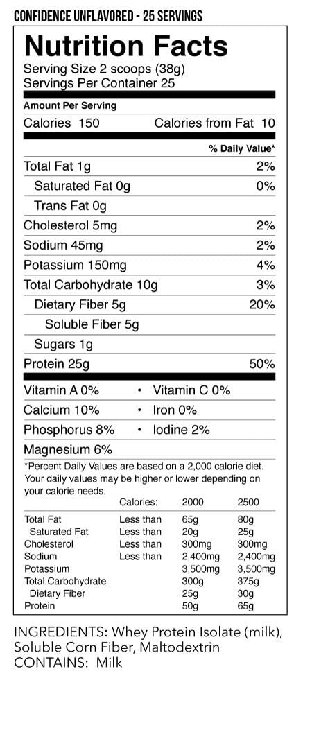 JBN - Just Be Natural JBN - Just Be Natural Confidence Whey Protein Isolate Powder (Unflavored, 25)