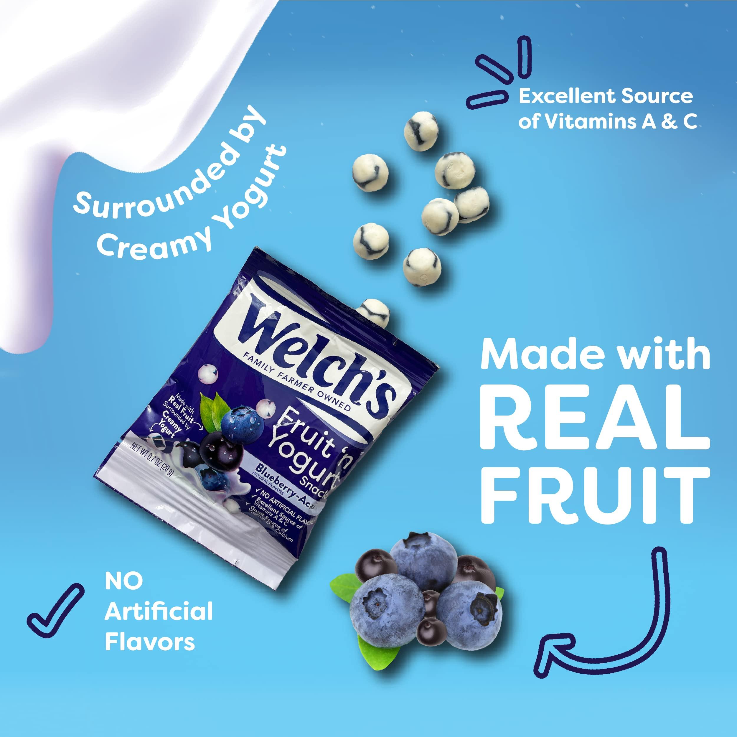 Welch\'s Welch\'s Fruit Snacks, Fruit \'n Yogurt Variety Pack, Strawberry, Blueberry Acai, Mango Peach, Bulk Pack, Individual Single Serve 0.7 oz Bags (Pack of 42)