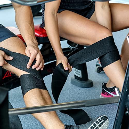 KARM KARM Knee Wraps for Weightlifting (Pair) with Bag - Knee Wraps for Squatting – Knee Strap Bands for Crossfit, Gym, WOD, Cross Training, Pain. Powerlifting Knee Support for Women, Men (78 inches)