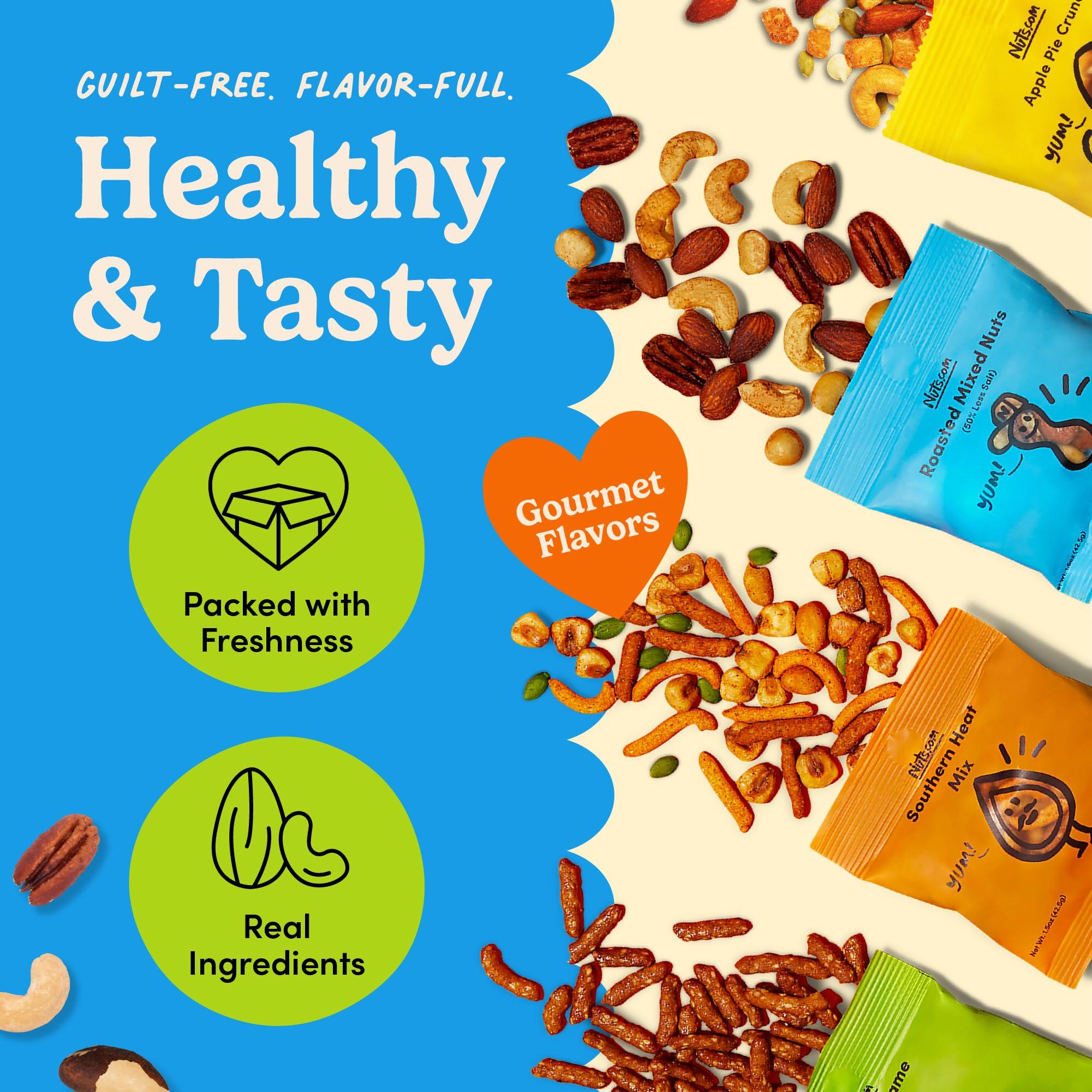 Nuts.com Nuts.com - Nuts and Dried Fruits Snack Box Gourmet Nuts and Dried Fruits Mix Assortment for Winter, Valentines Day, and Festive Gifts Package Includes Mixed Nuts, Dried Apricots & Fruits, Trail Mix, Heat Mix and Apple Pie Crunch