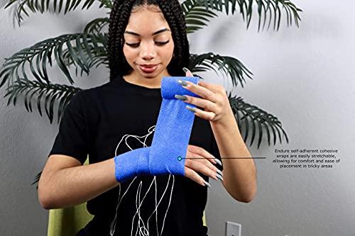 Endure Industries Endure Cohesive Bandage Wrap, Self Adherent Wrap Medical Tape, Adhesive Flexible Breathable First Aid Gauze, Stretchable and Ideal for Athletic Use (1 Inches Width x 5 Yards Length) Pack of 6