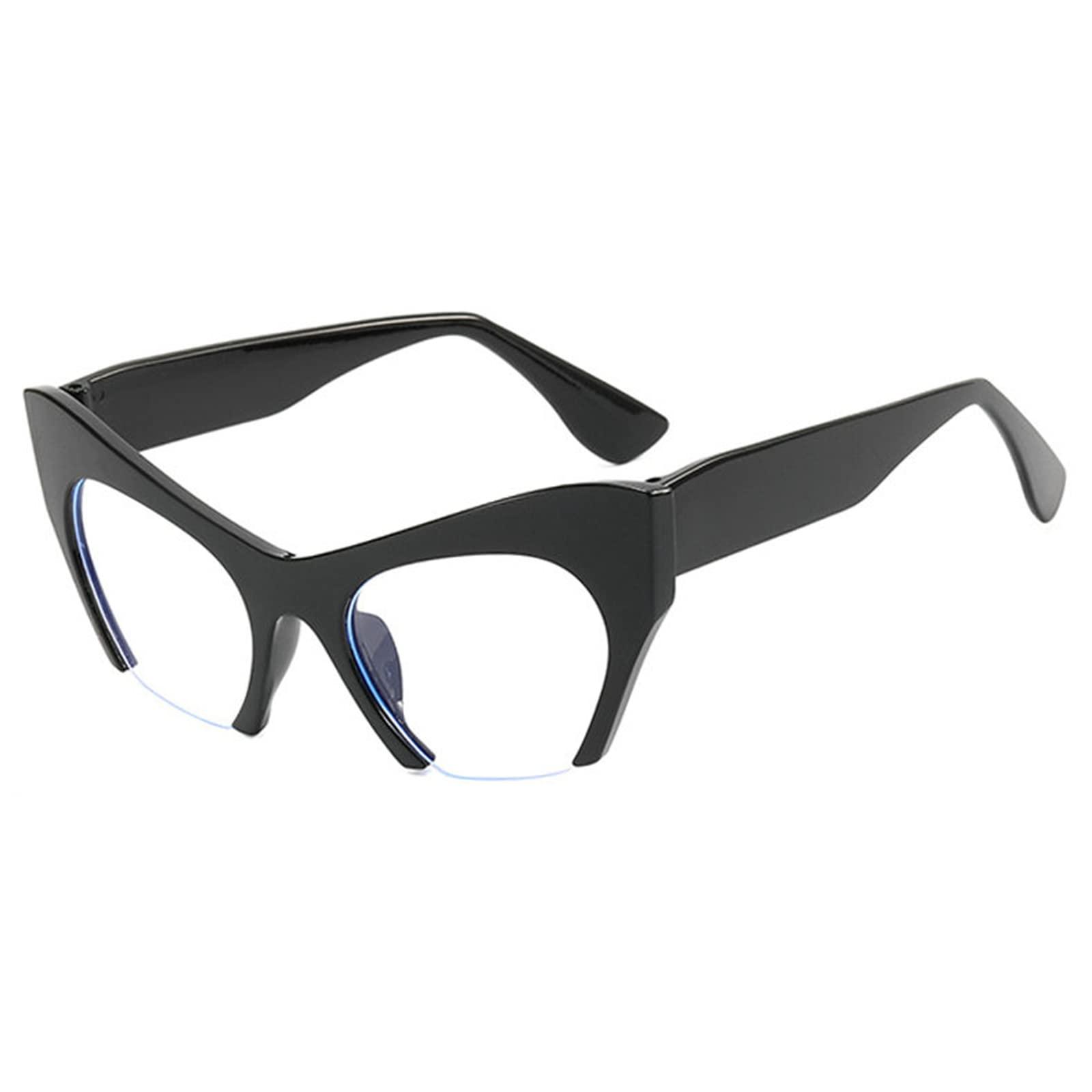 helena Cat Eye Reading Glasses for Women fashion half frame FrameComputer Readers Oversized Blue light Blocking Eyeglasses (black, 3, multiplier_x)
