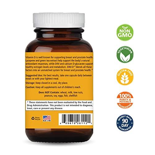 PURE ESSENCE LABS Dim D by Pure Essence - Natural Supplement for Estrogen Balance, Hormonal Acne, and Menopause Support with Vitamin D3, Calcium, Green Tea & Lycopene - 90 Capsules