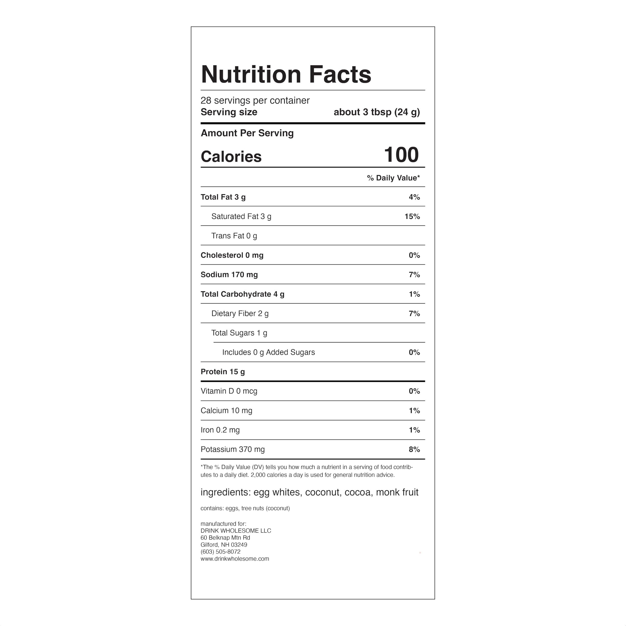 drink wholesome drink wholesome Chocolate Egg White Protein Powder | for Sensitive Stomachs | Gut Friendly | Dairy & Lactose Free | No Artificial Sweeteners | Carnivore & Paleo | Safe for Kids & Seniors