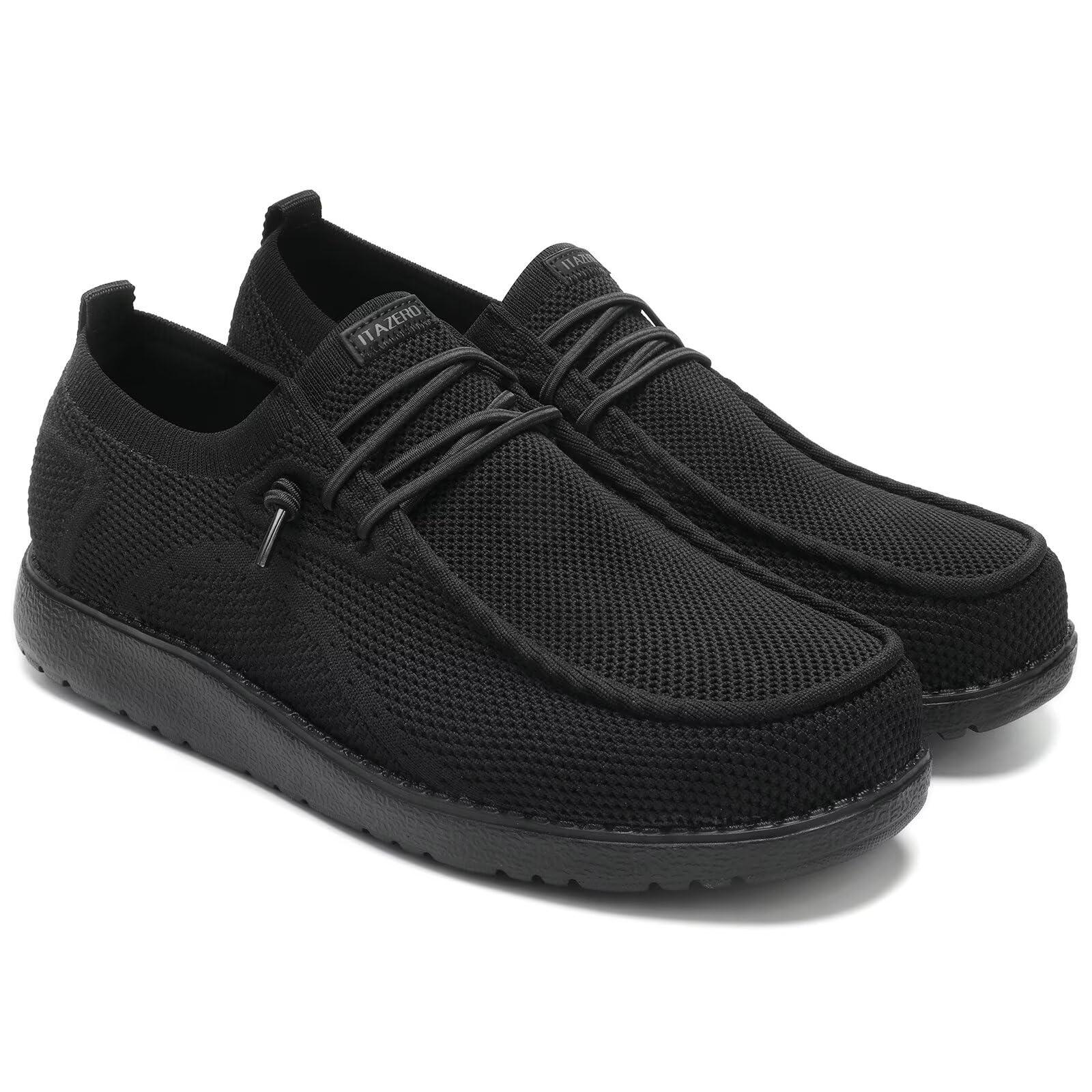 1TAZERO 1TAZERO Extra Wide Shoes for Men - Wide Width 4E Slip on Diabetic Max Shoes with Arch Support Plantar Fasciitis Loafers Casual for Swollen Feet (Black 12.5)